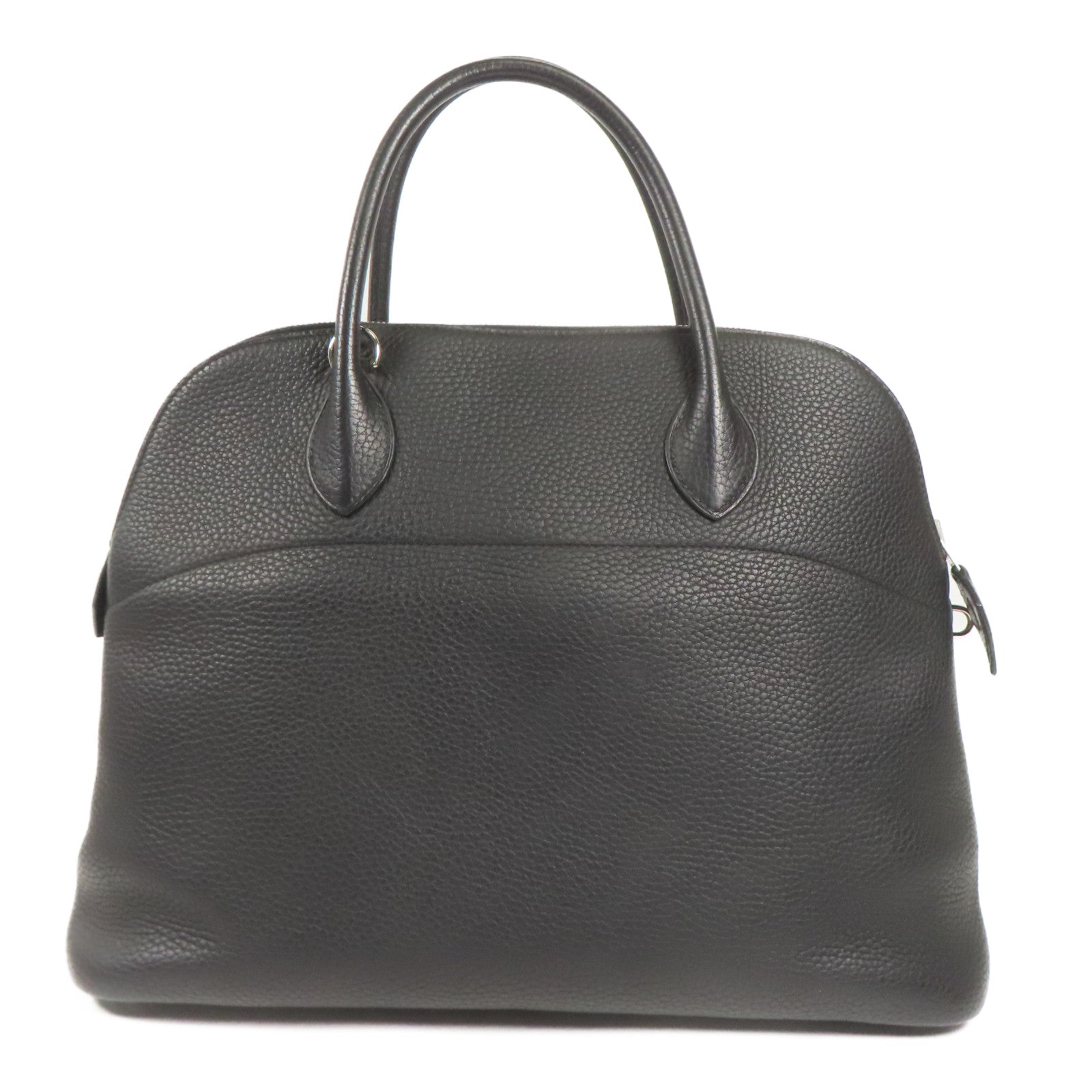 HERMES Clemence皮革Bolide 35銀扣手挽肩背兩用袋Black