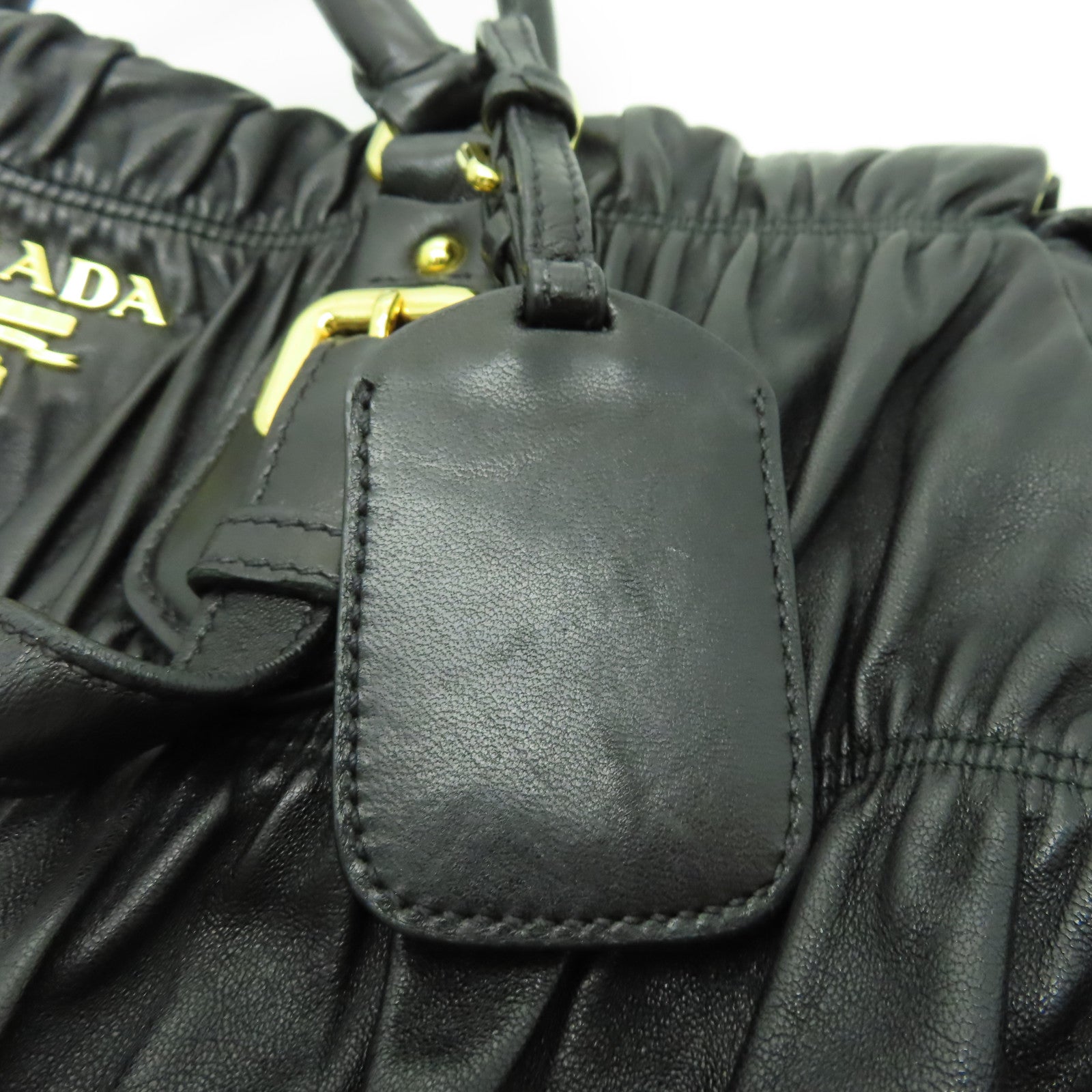 PRADA 牛皮皮革2 Way Shoulder金扣手挽肩背兩用袋黑色