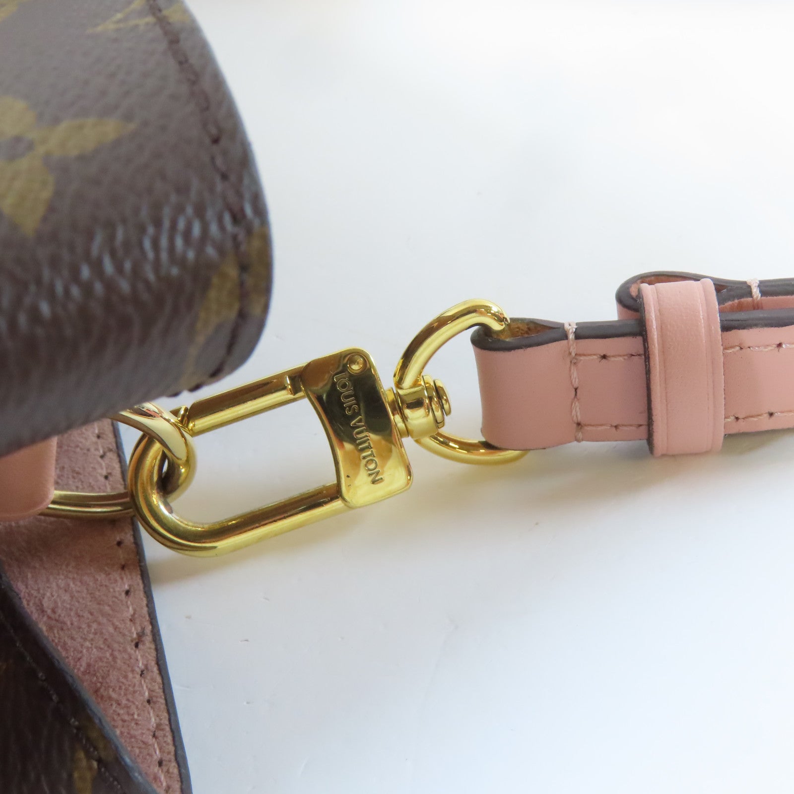 LOUIS VUITTON Monogram Neo Noe MM金扣肩背袋粉紅色/啡色