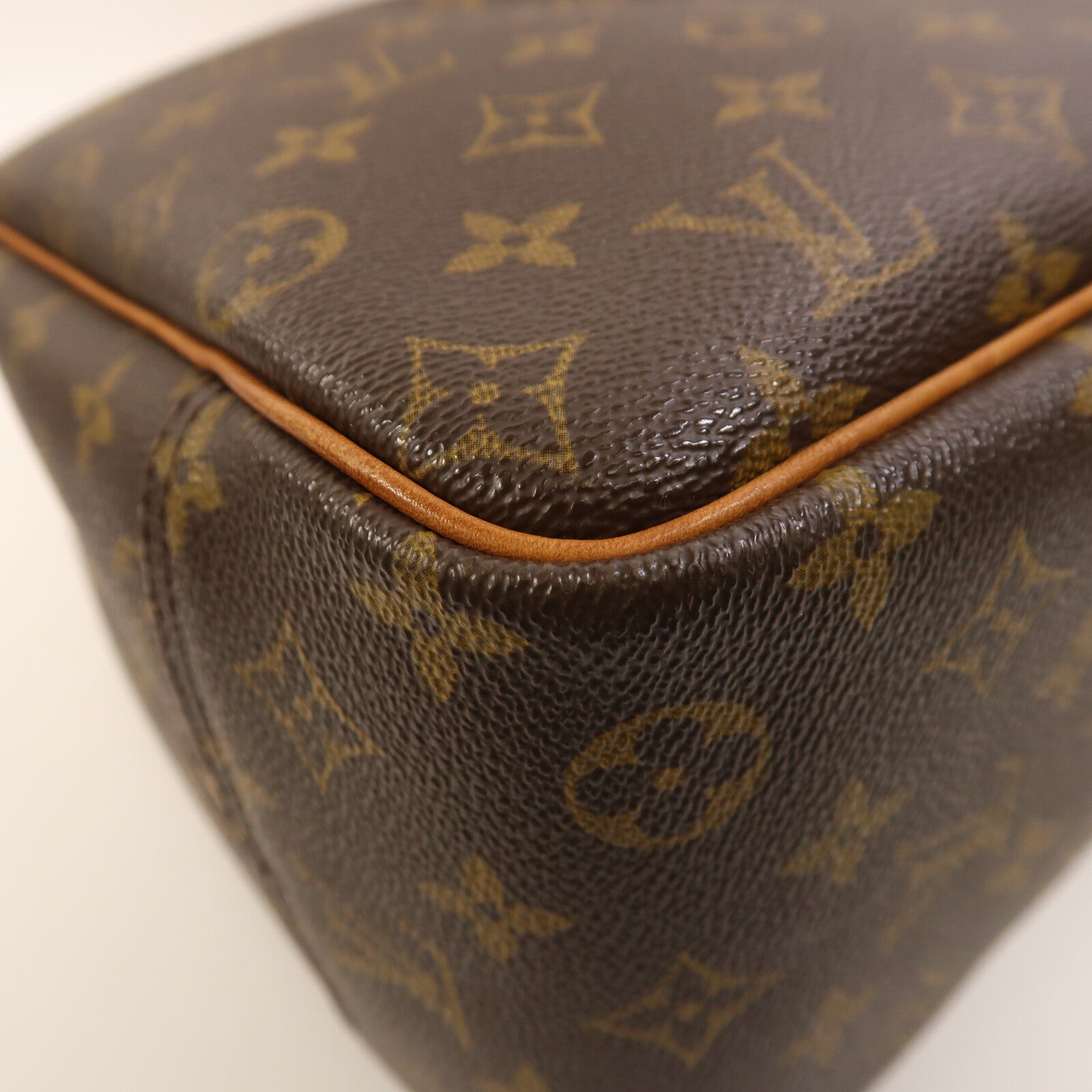 LOUIS VUITTON Monogram Deauville金扣手挽袋棕色