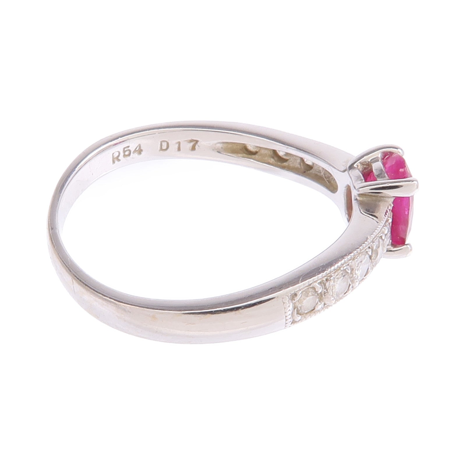 JEWELRY 【激減優惠】18K白金Ruby Diamond Ring紅寶石/鑽石戒指US#5