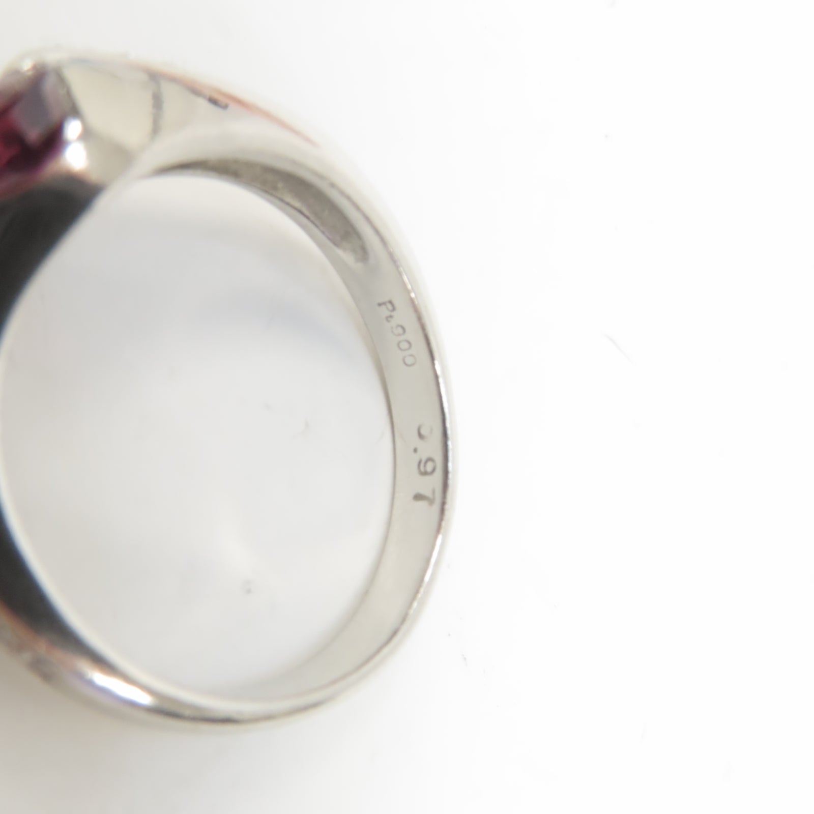 JEWELRY PT900鉑金/0.14ct鑽石/0.97ct紅寶石Ring戒指US#6