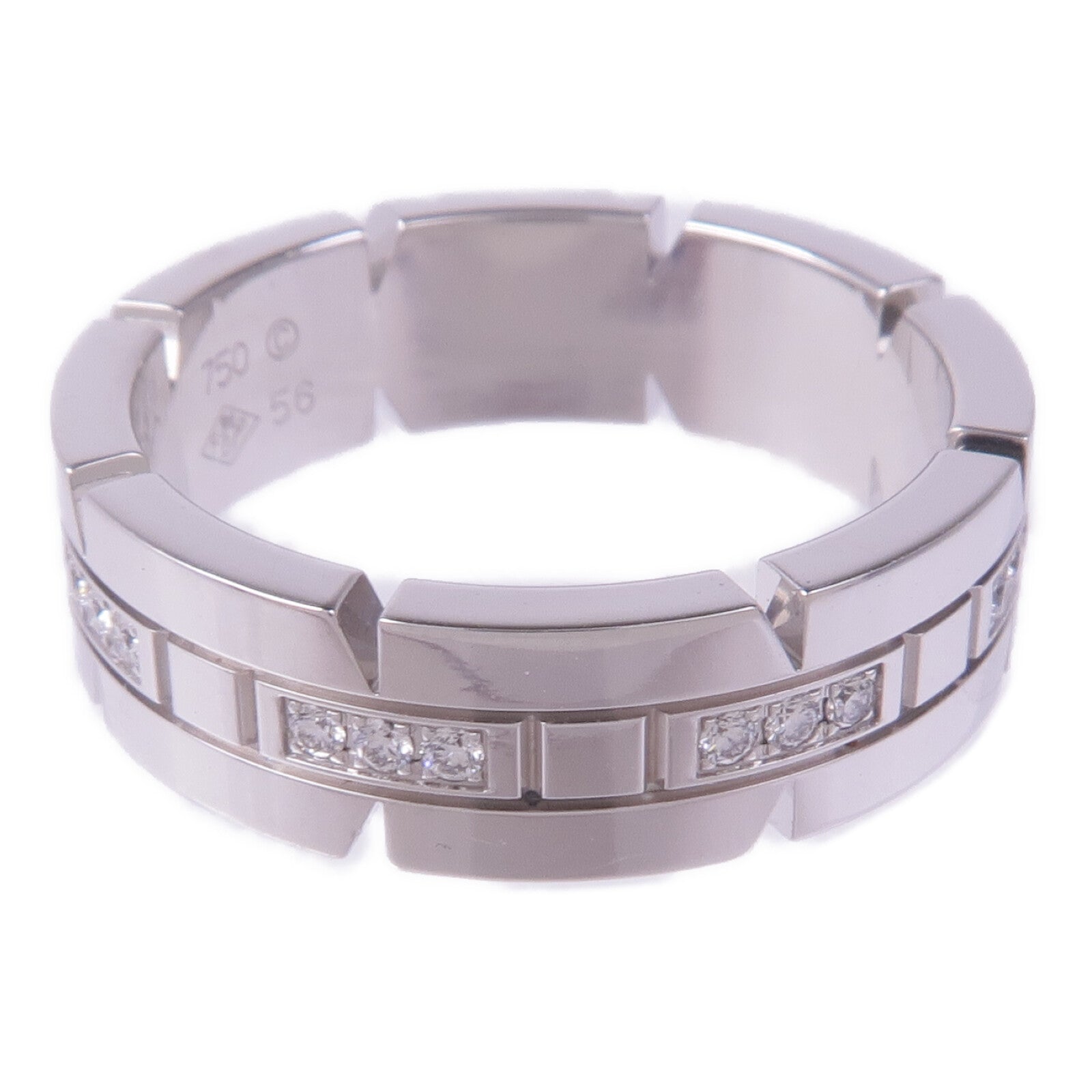 CARTIER 18K白金Tank Francaise Ring鑽石戒指Cartier#56/US#7.25
