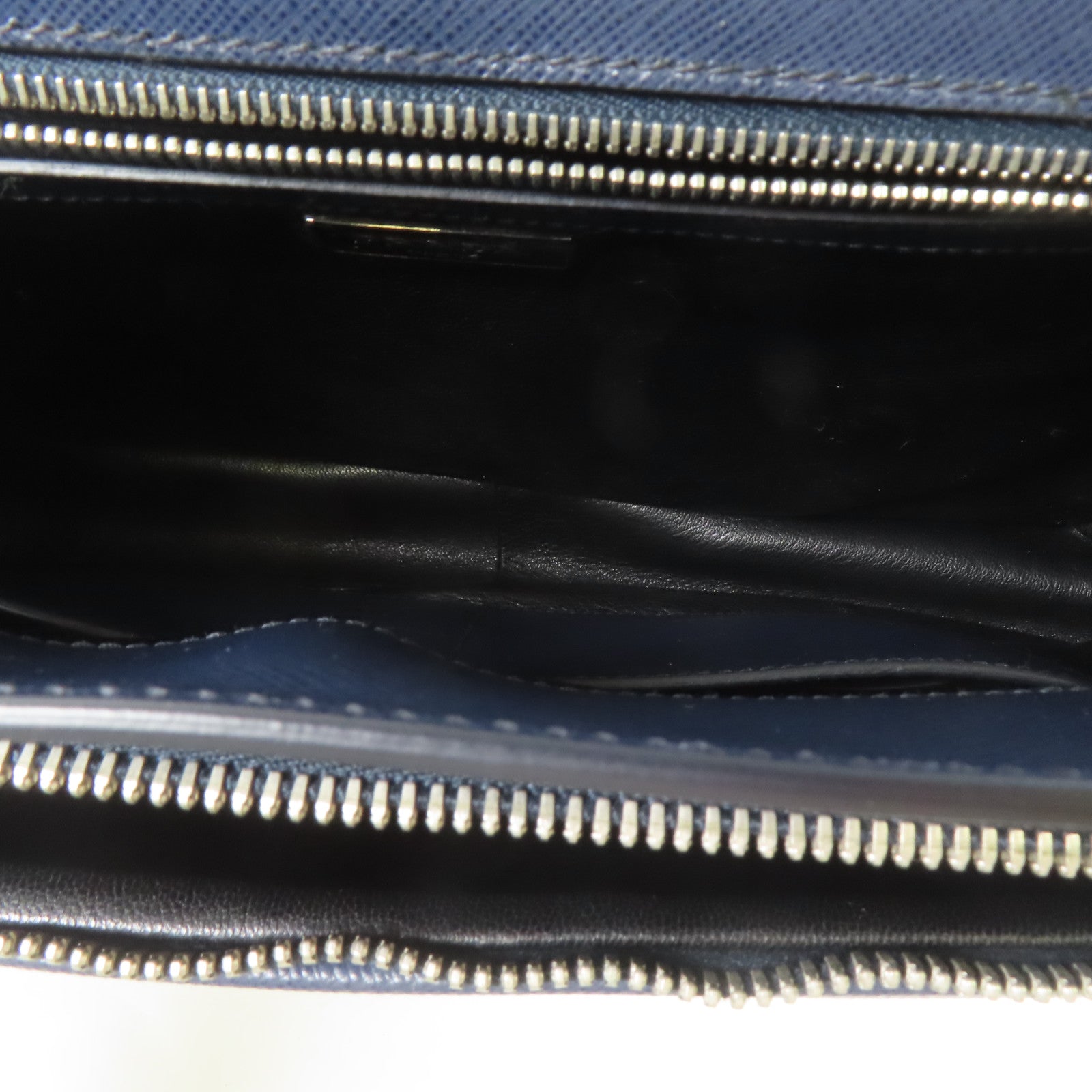 PRADA 皮革Shoulder Bag銀扣肩背袋深藍色