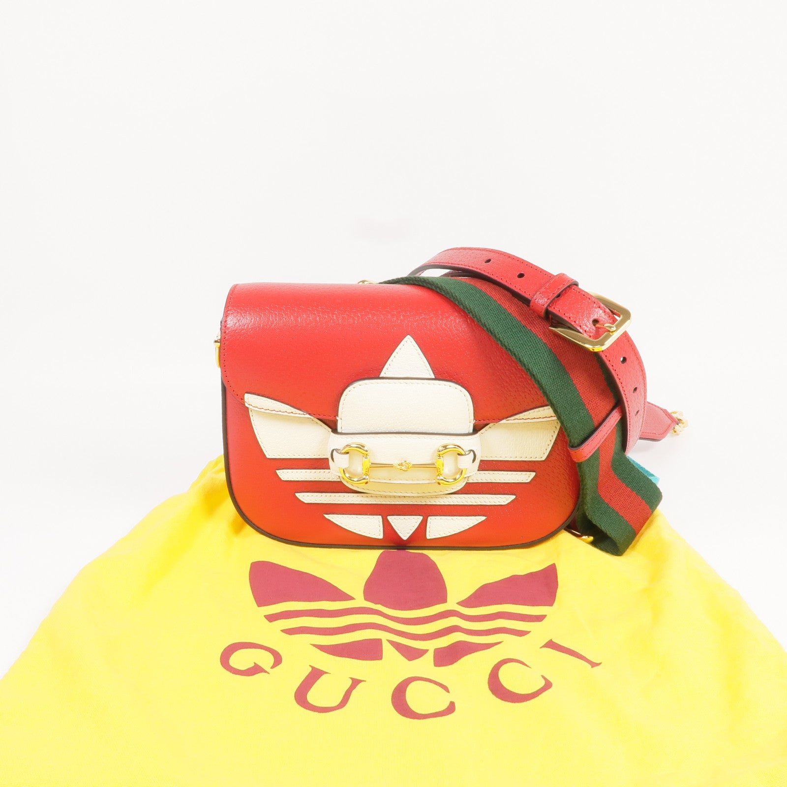 GUCCI 牛皮皮革Gucci x Adidas Horsebit 1955金扣肩背袋