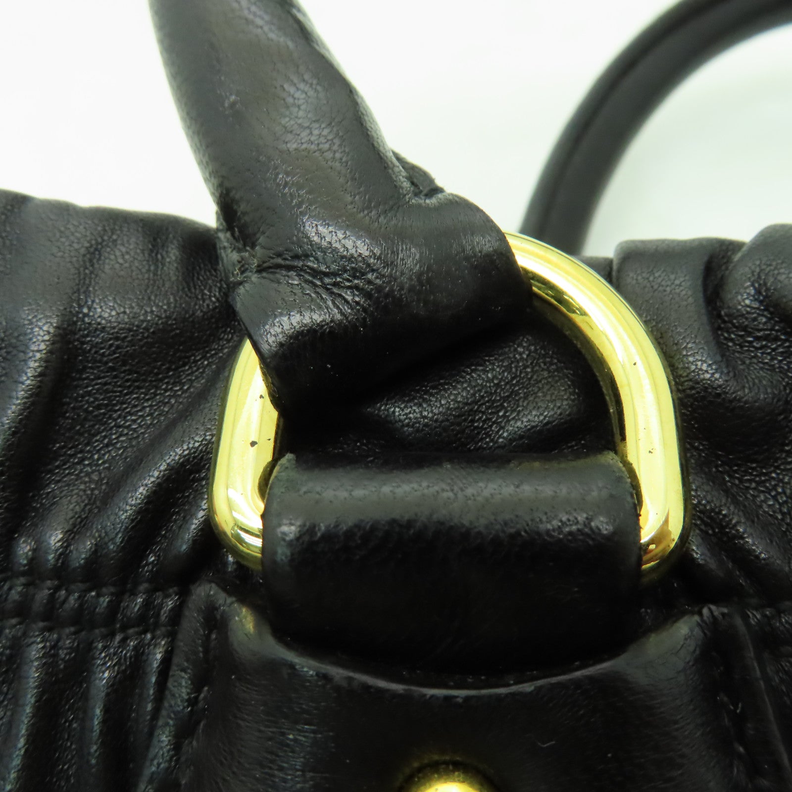PRADA 牛皮皮革2 Way Shoulder金扣手挽肩背兩用袋黑色