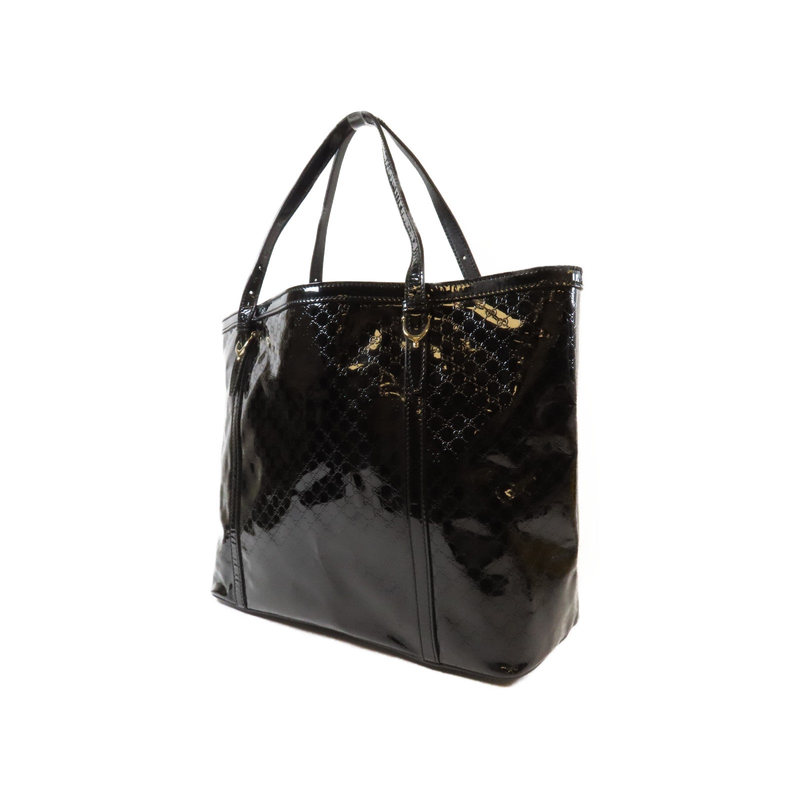 GUCCI 【激減優惠】漆皮皮革Tote Bag金扣手挽袋黑色