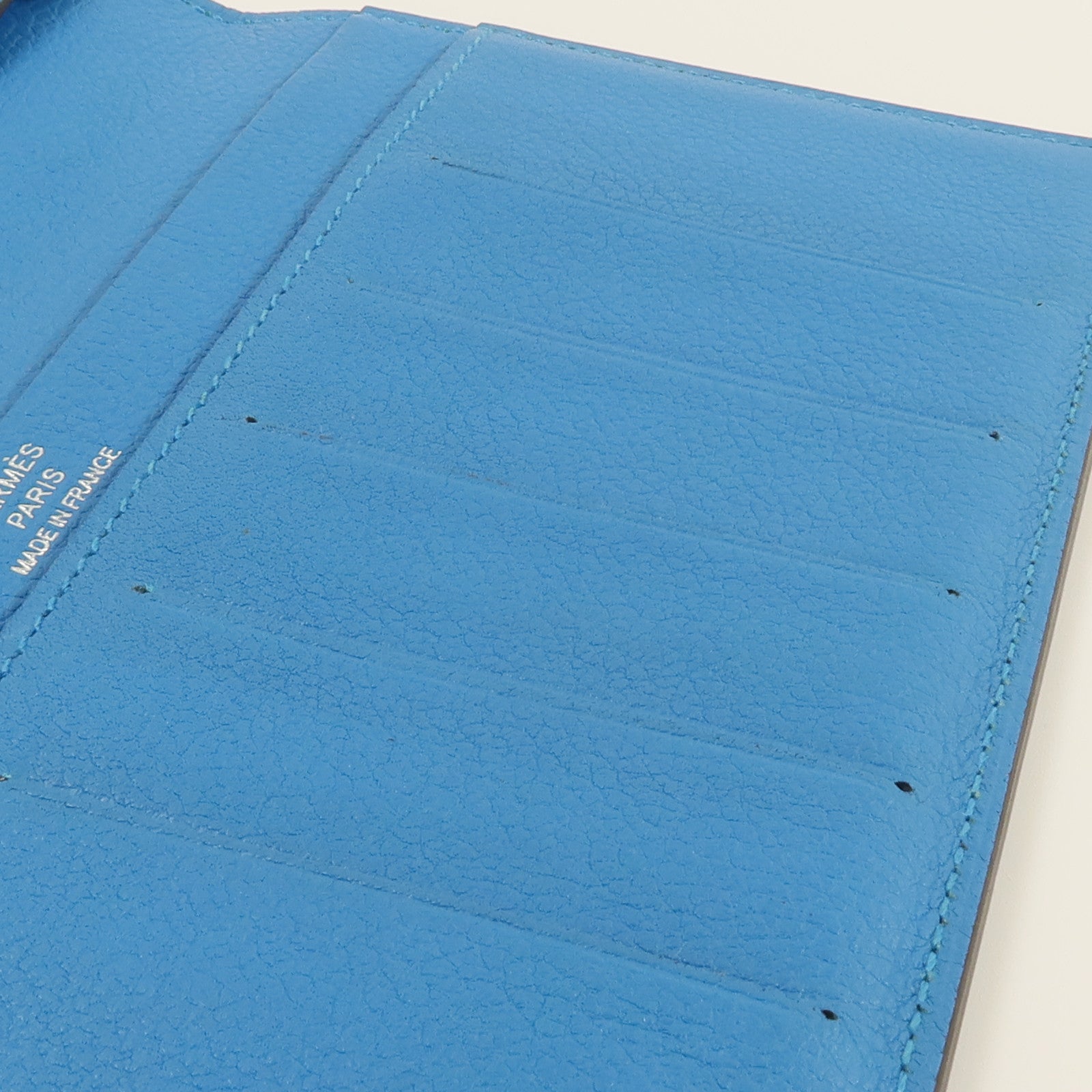 HERMES Evergrain皮革Citizen Twill Long Wallet長錢包Turquoise