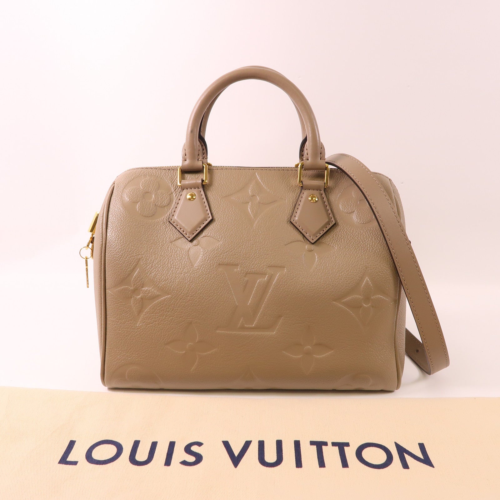 LOUIS VUITTON Monogram Empreinte Speedy Bandouliere 25金扣手挽肩背兩用袋