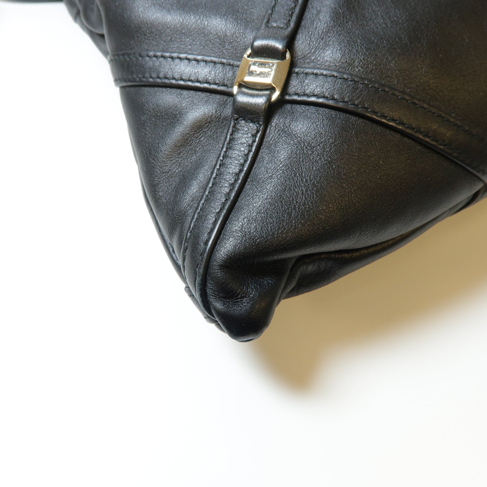 Salvatore Ferragamo **【激減優惠】皮革2 Way Shoulder金扣手挽肩背兩用袋黑色