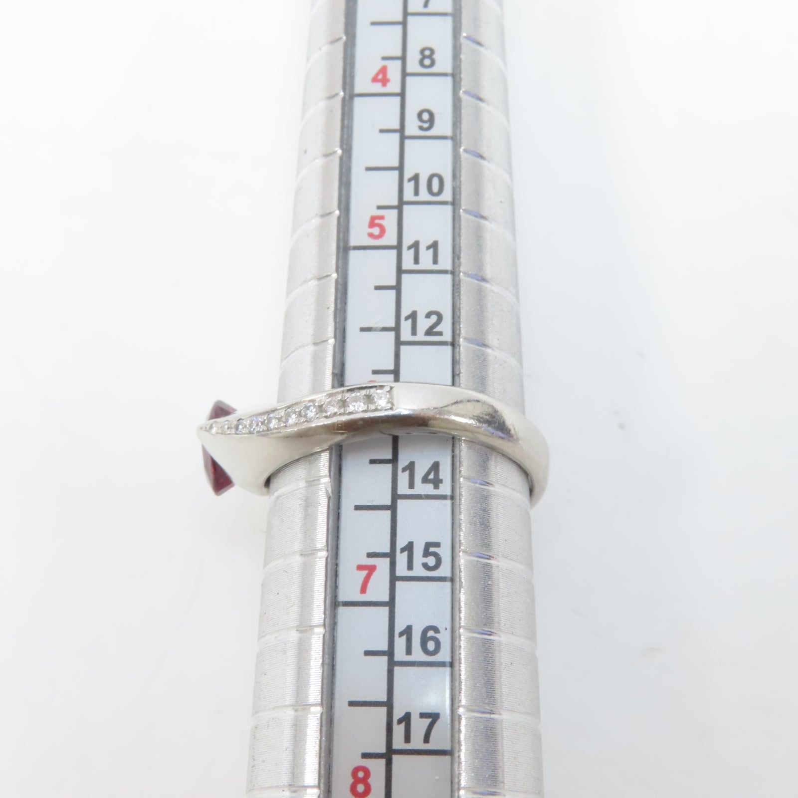 JEWELRY PT900鉑金/0.14ct鑽石/0.97ct紅寶石Ring戒指US#6