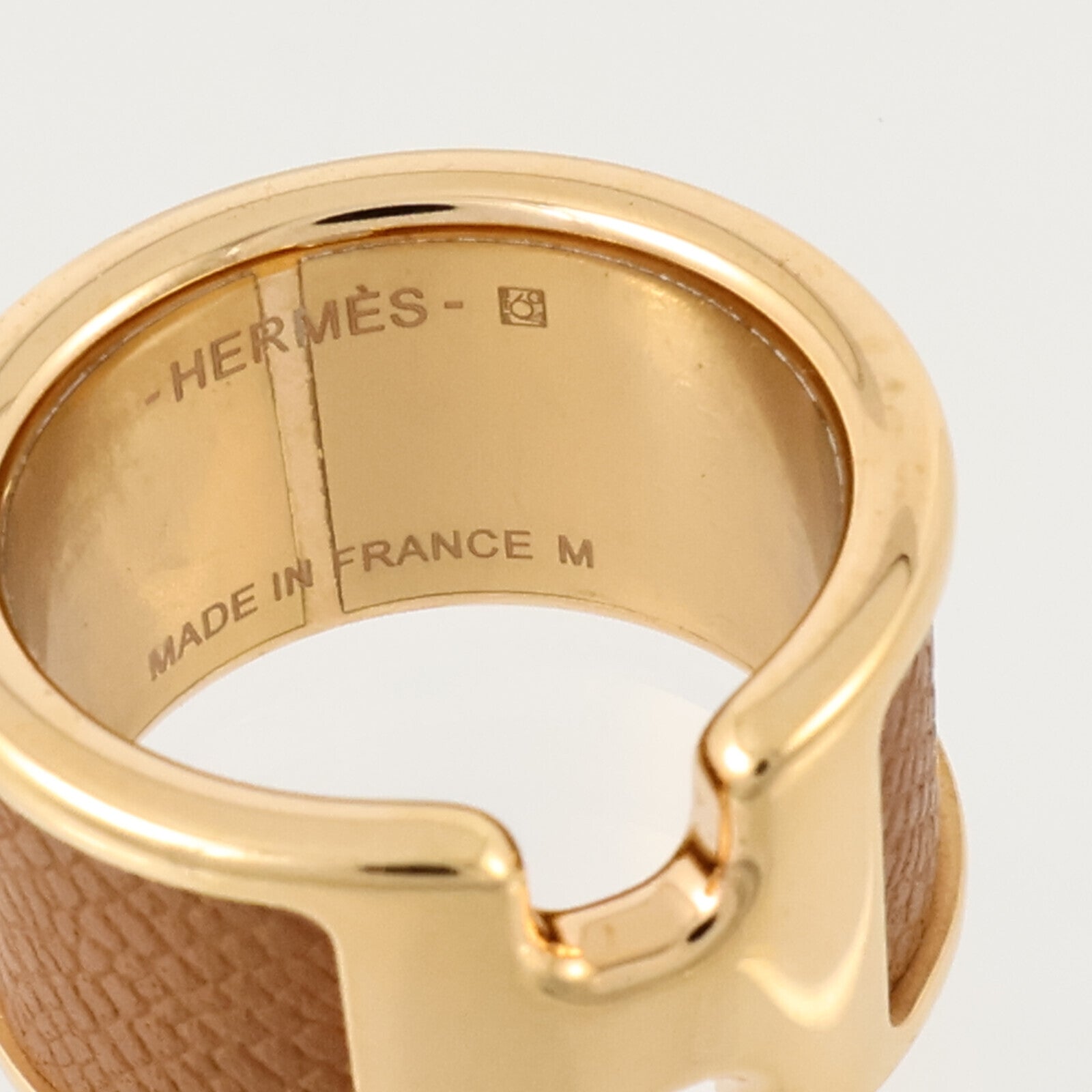 HERMES Madame皮革/金屬Olympe Ring Large Model戒指Gold