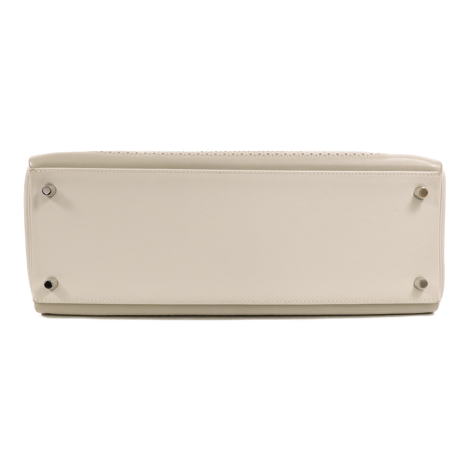 HERMES Swift皮革Ghillies Kelly 35手挽肩背兩用袋Blanc/Gris Perle