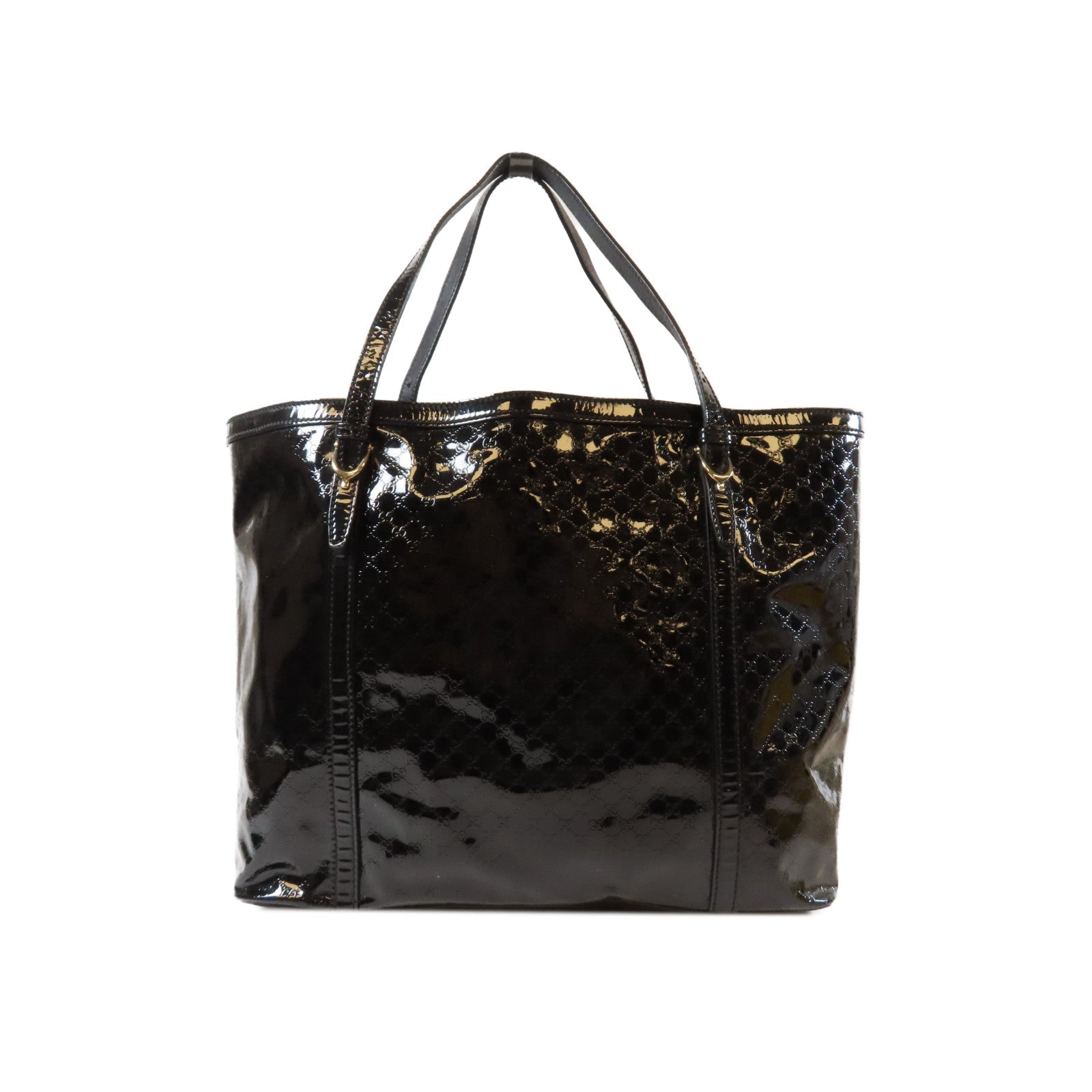 GUCCI 【激減優惠】漆皮皮革Tote Bag金扣手挽袋黑色