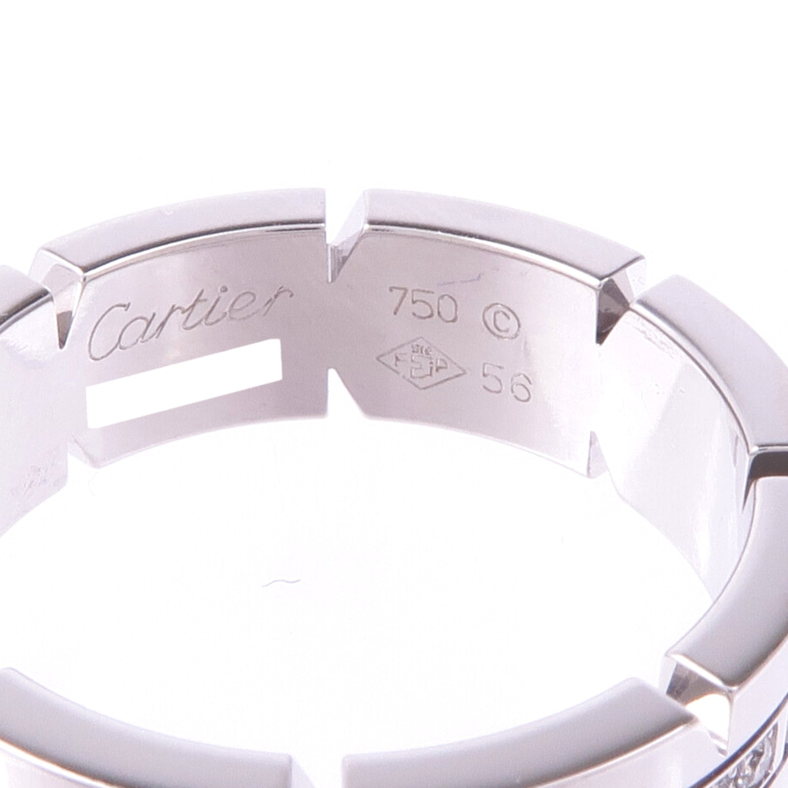 CARTIER 18K白金Tank Francaise Ring鑽石戒指Cartier#56/US#7.25