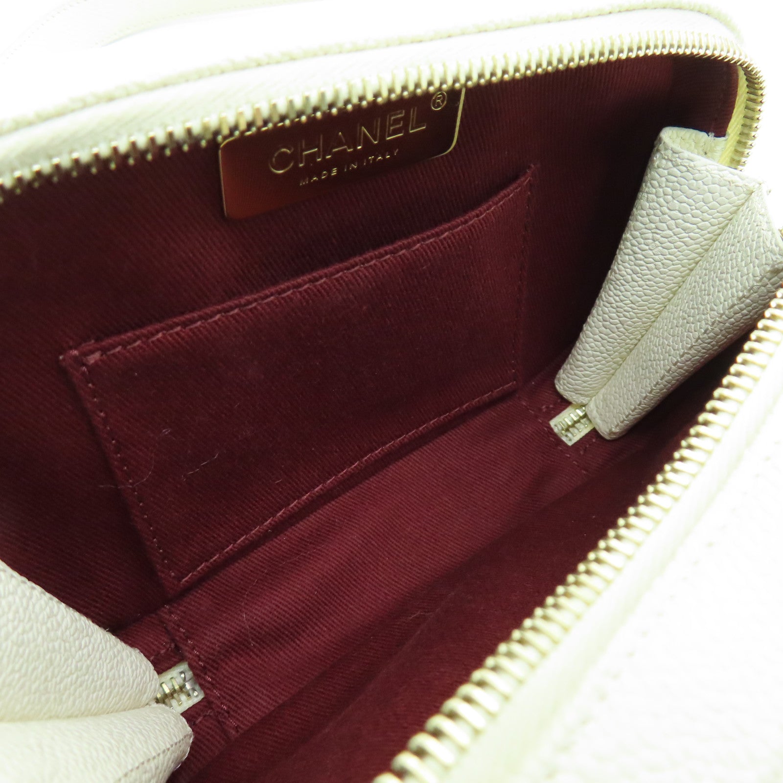 CHANEL 【激減優惠】菱格Caviar皮革Waist Bag金扣腰包白色