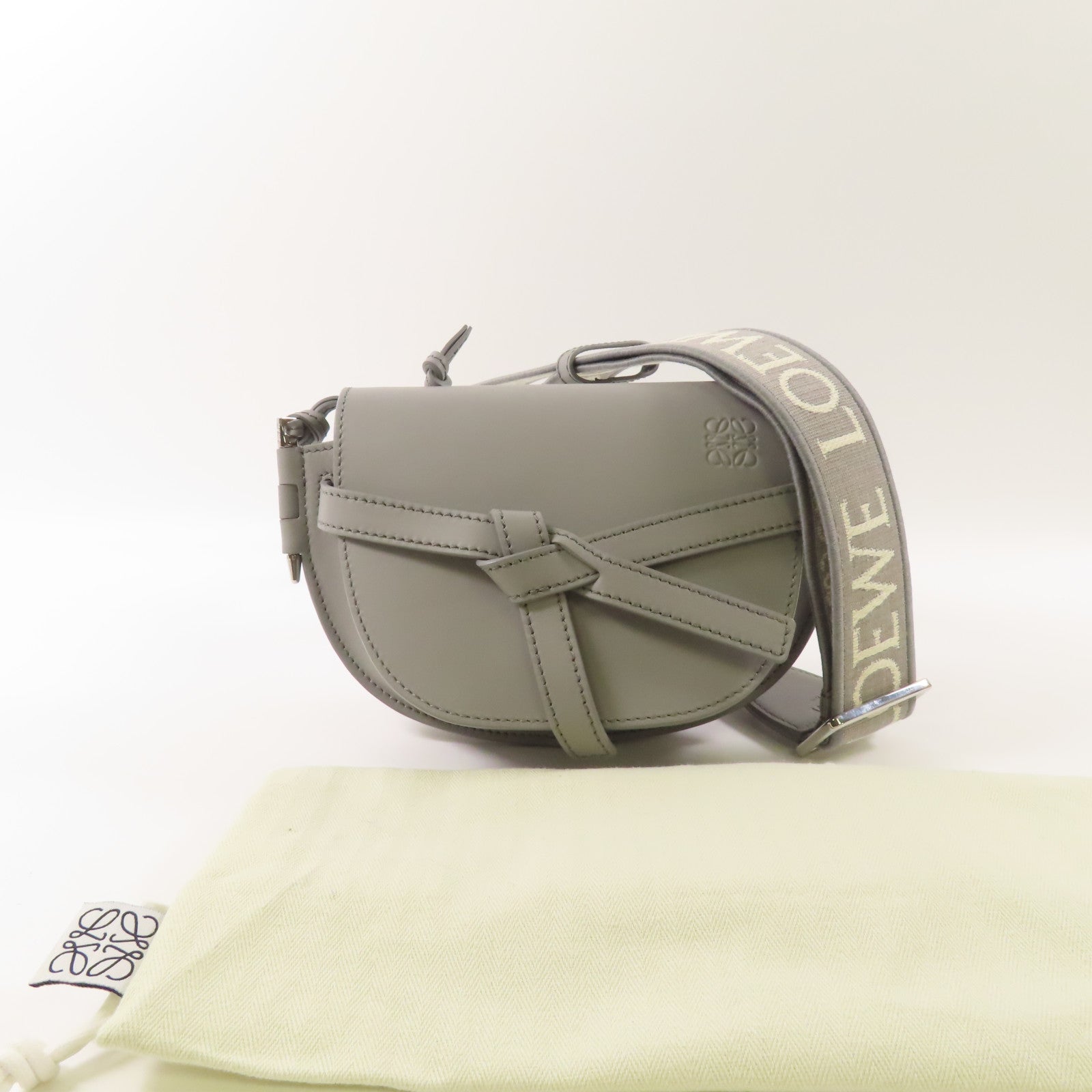 LOEWE 牛皮皮革Mini Gate Dual Bag銀扣肩背袋