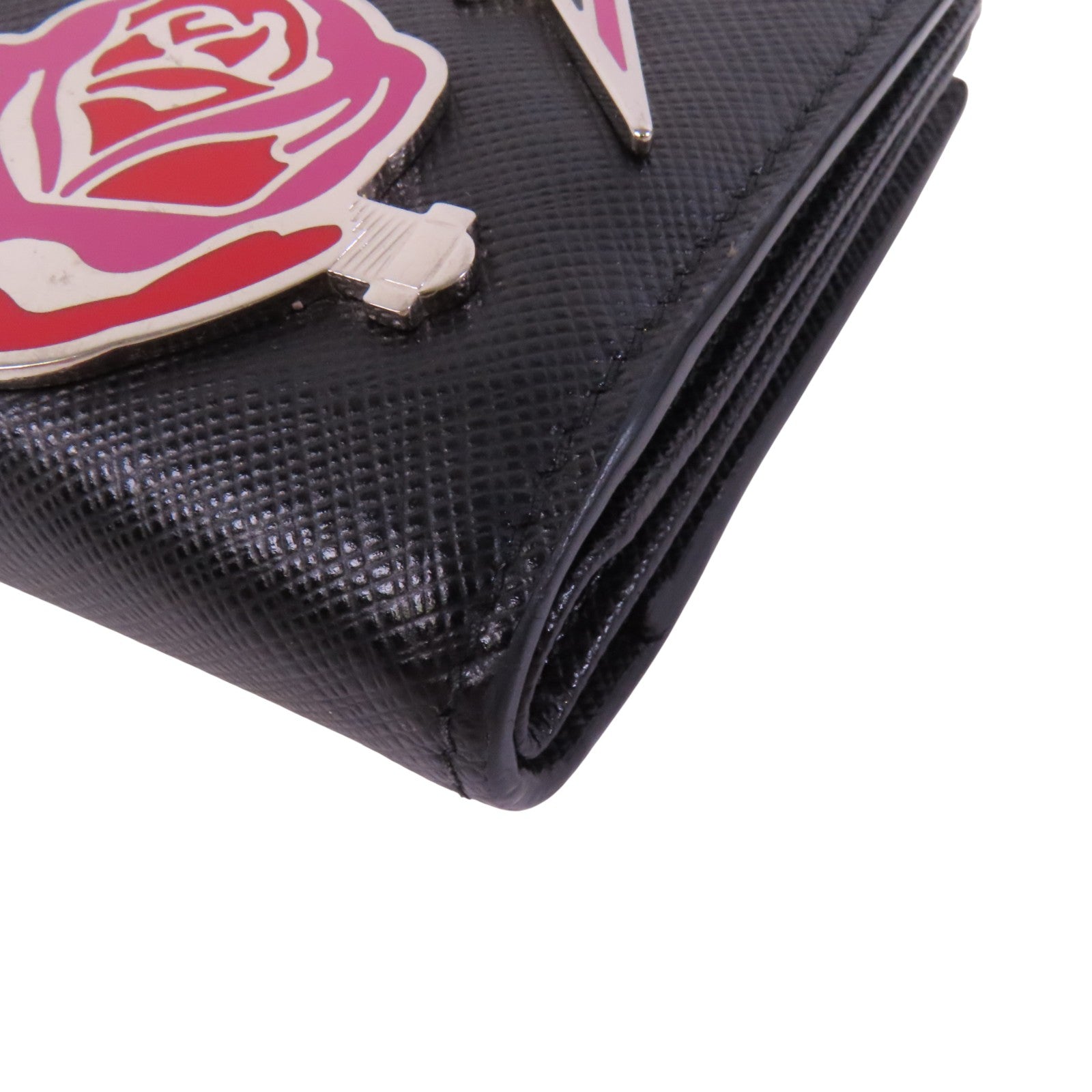 PRADA Saffiano皮革Middle Wallet銀扣錢包