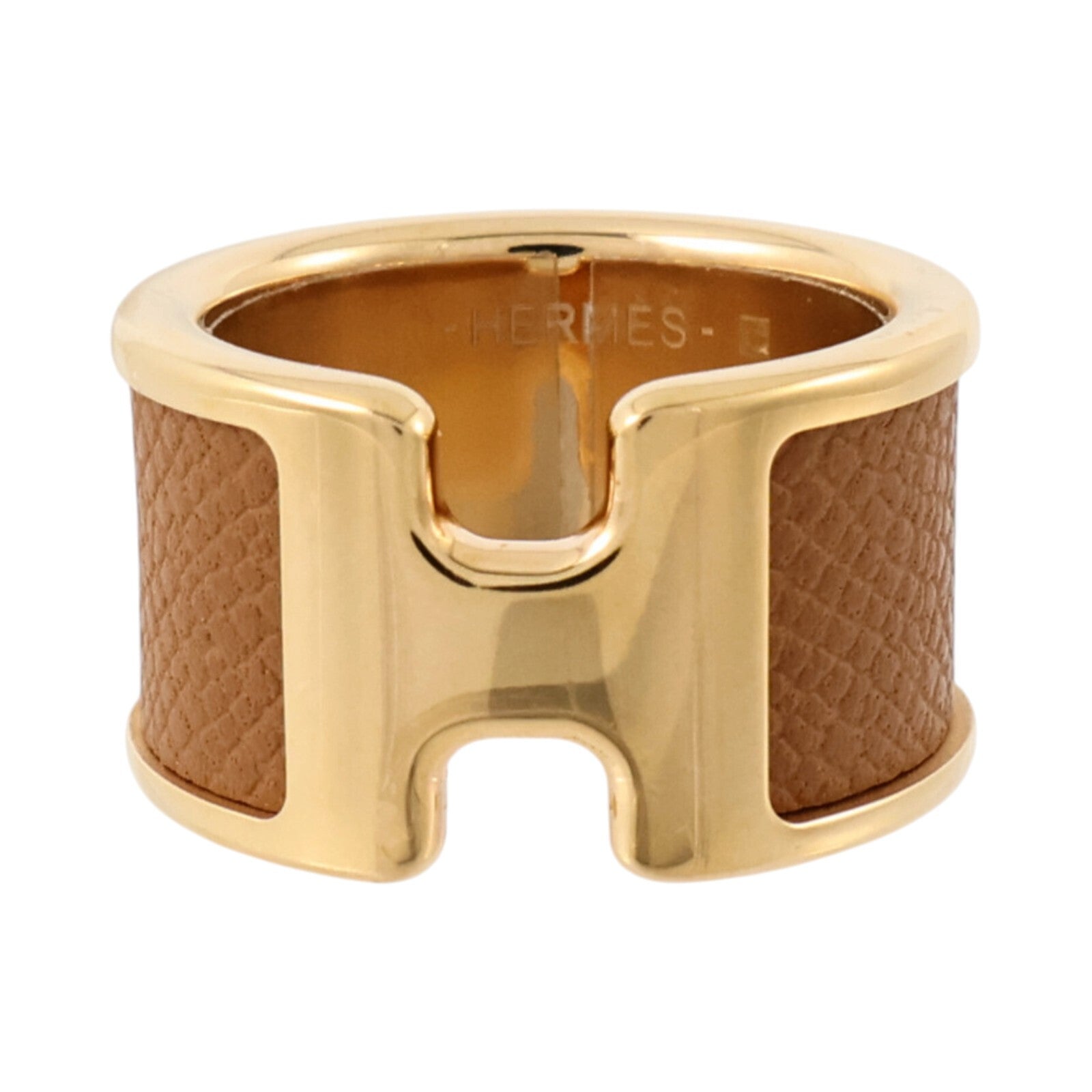 HERMES Madame皮革/金屬Olympe Ring Large Model戒指Gold