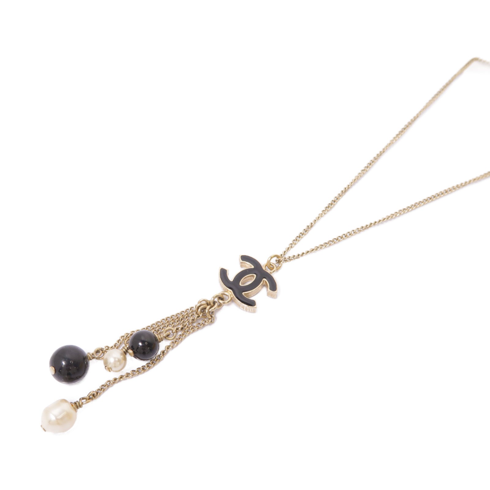CHANEL PVC/金屬Necklace項鍊黑色/白色/金色