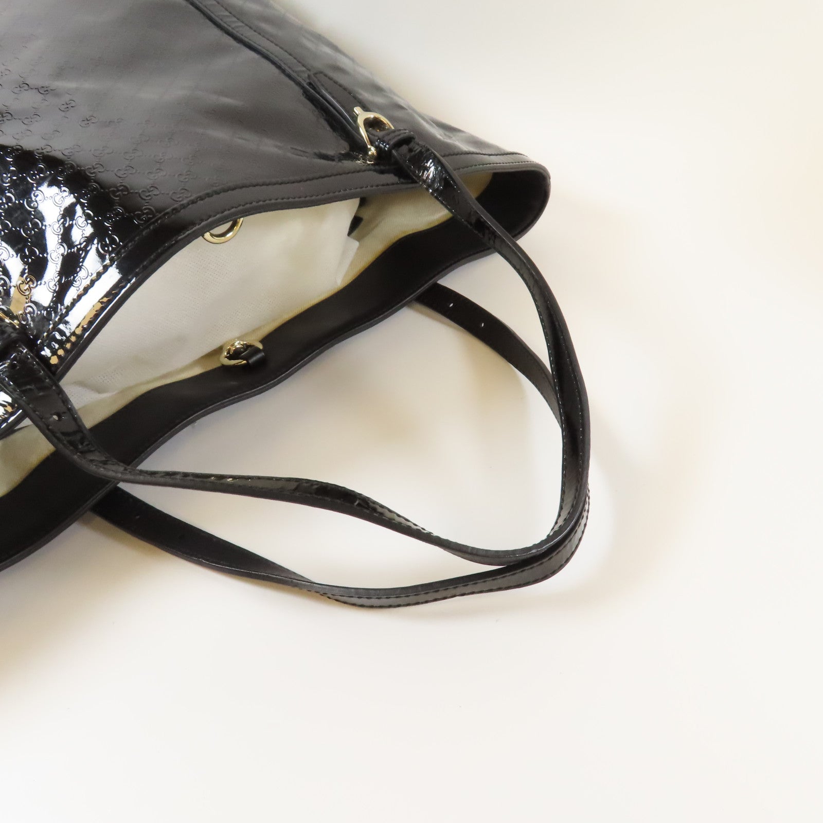 GUCCI 【激減優惠】漆皮皮革Tote Bag金扣手挽袋黑色