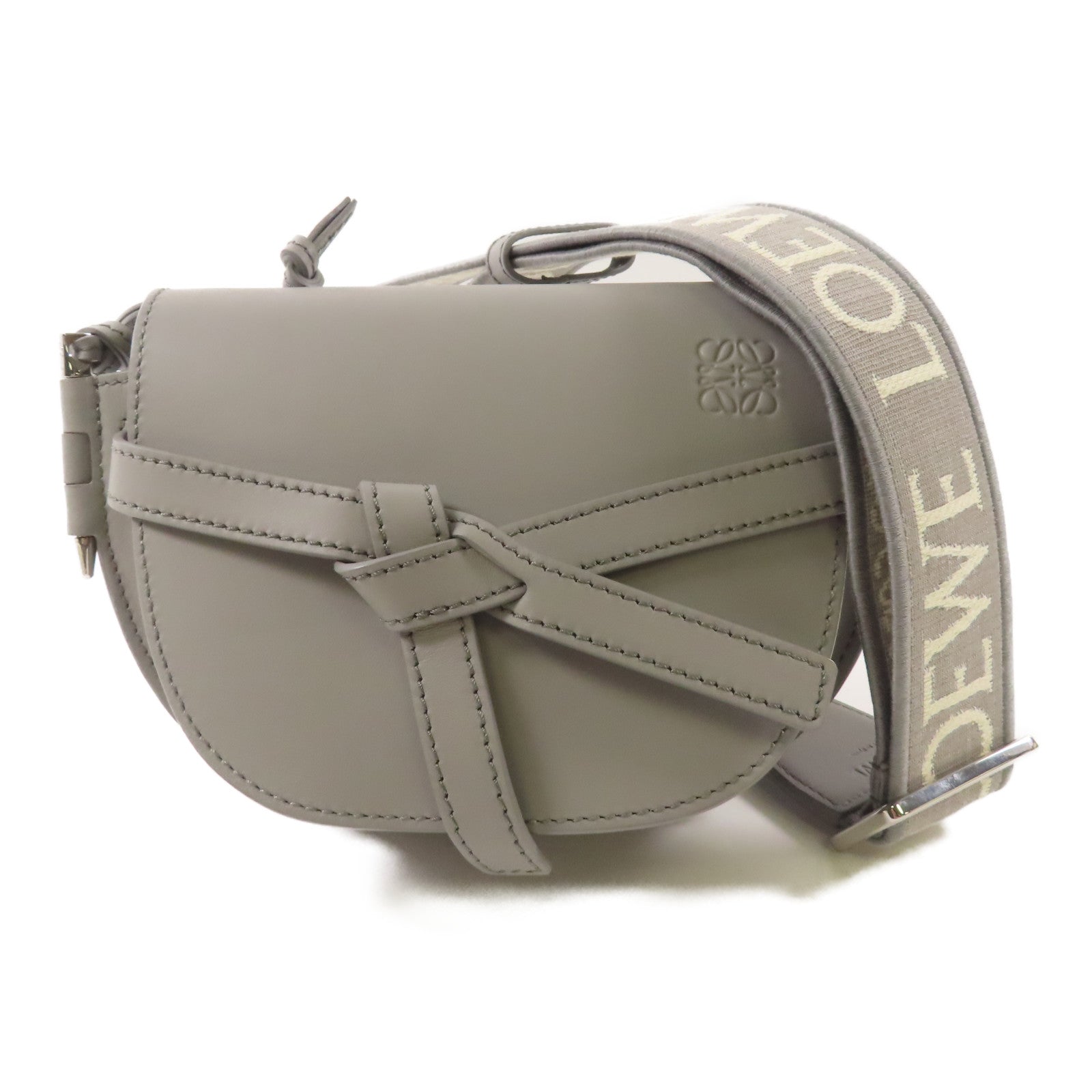 LOEWE 牛皮皮革Mini Gate Dual Bag銀扣肩背袋