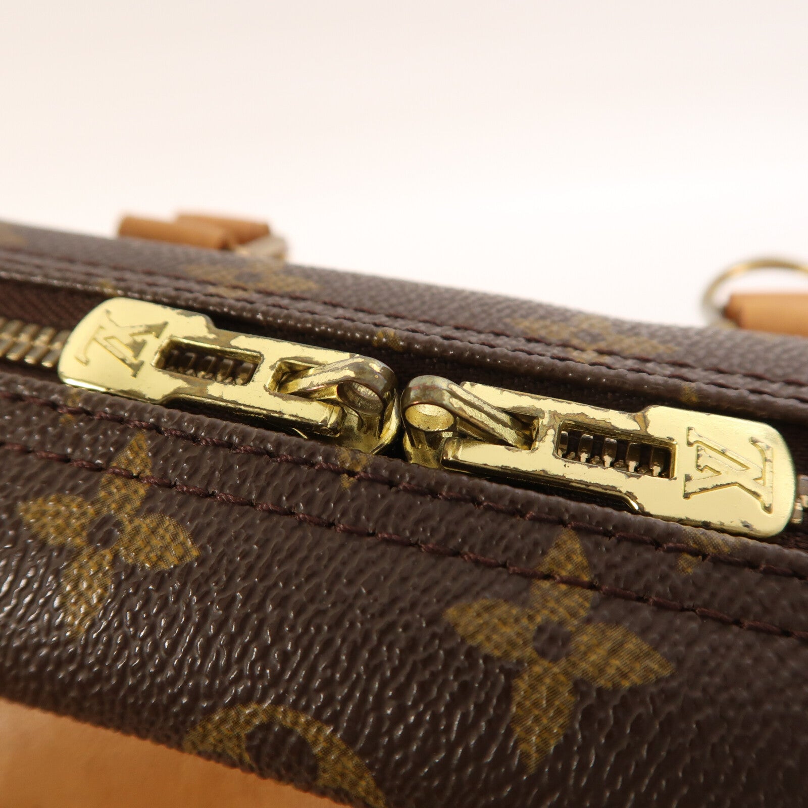 LOUIS VUITTON Monogram Deauville金扣手挽袋棕色