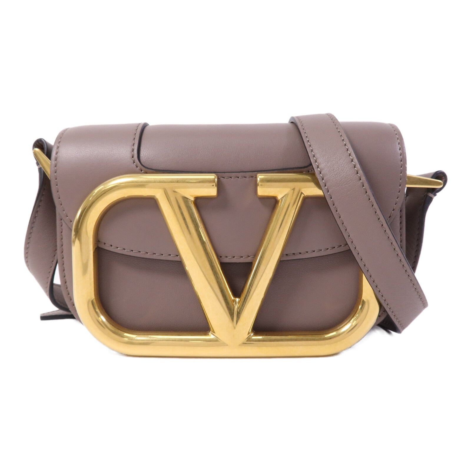 Valentino 牛皮皮革VLogo SuperVee金扣肩背袋