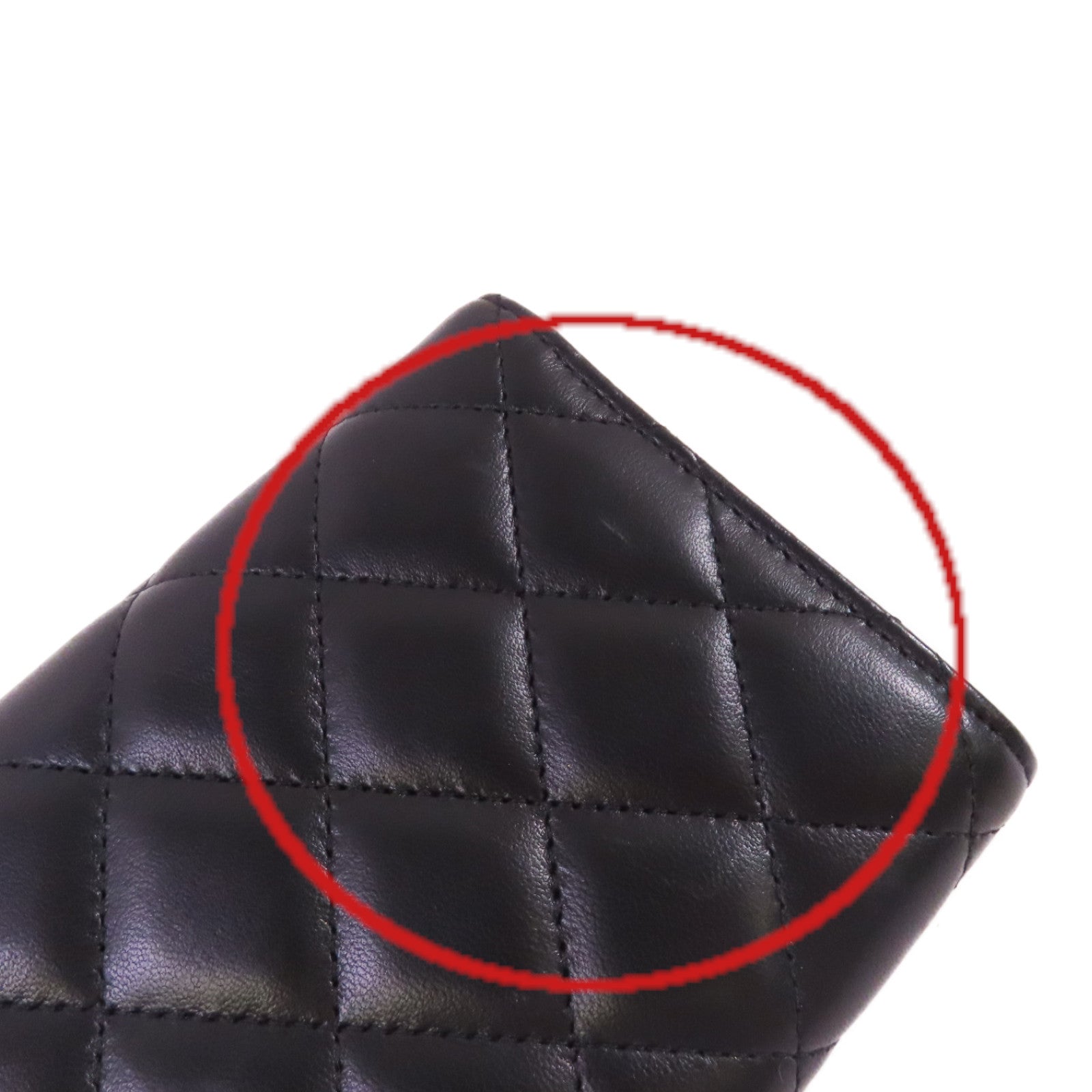 CHANEL 菱格羊皮皮革Long Wallet金扣長錢包黑色