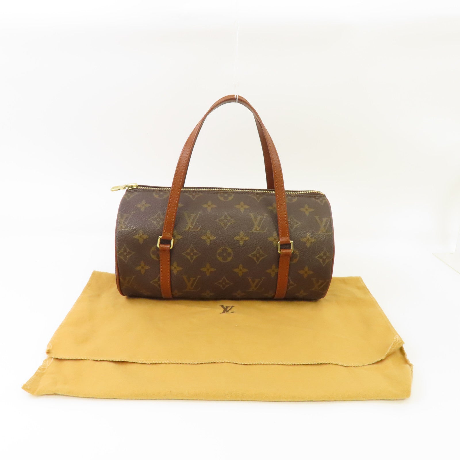 LOUIS VUITTON 【激減優惠】Monogram Papillon PM金扣肩背袋棕色