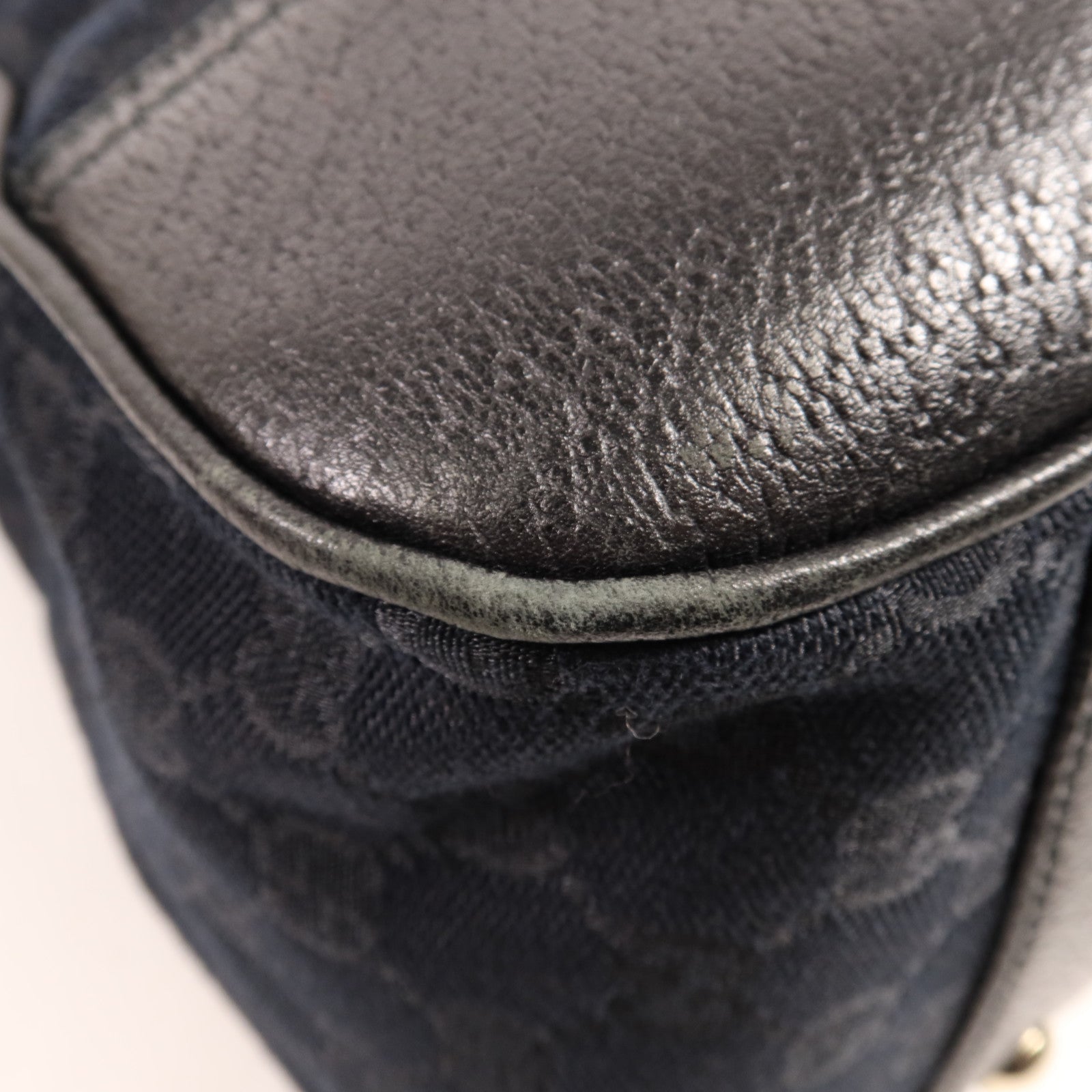 GUCCI 帆布Tote Bag銀扣肩背袋