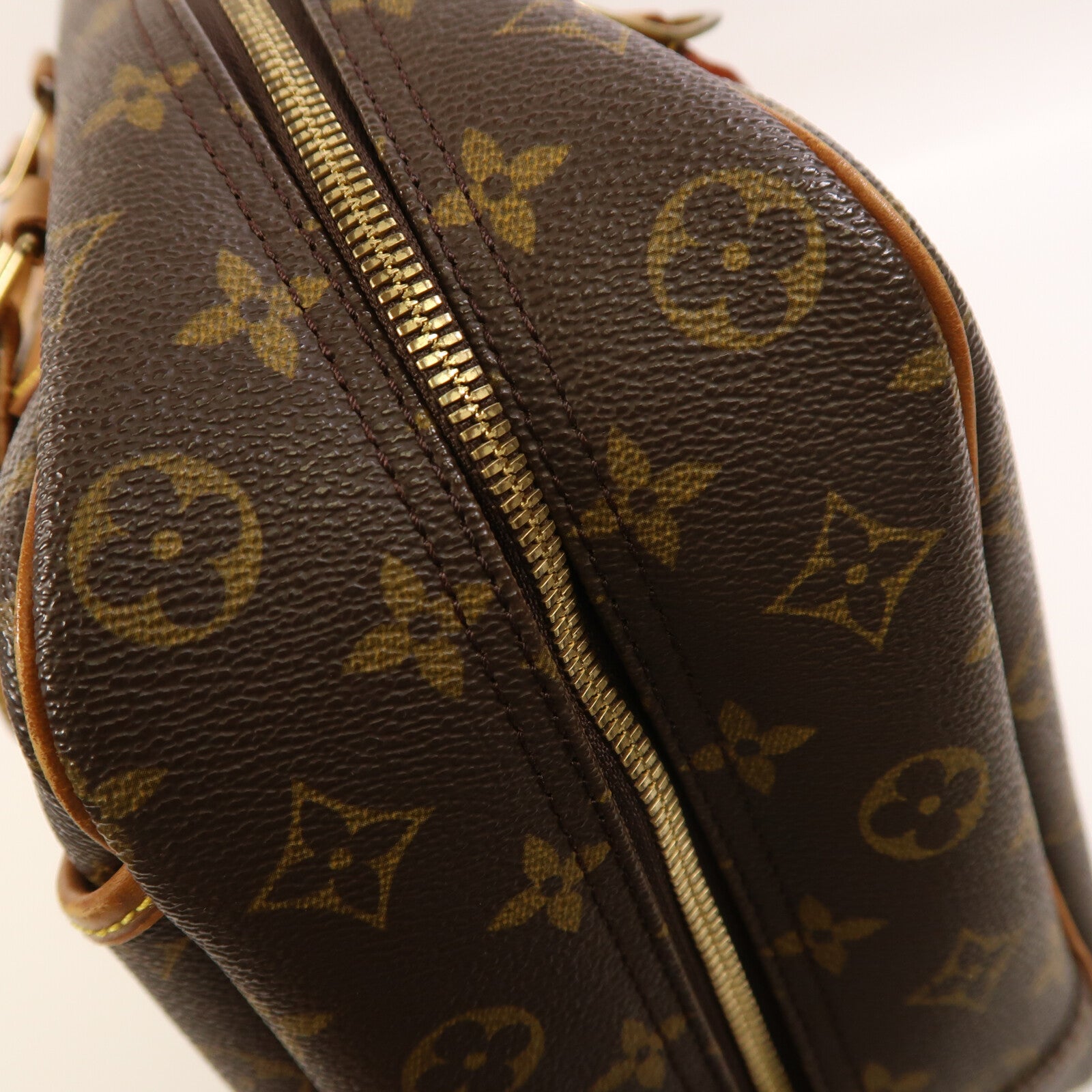 LOUIS VUITTON Monogram Deauville金扣手挽袋棕色