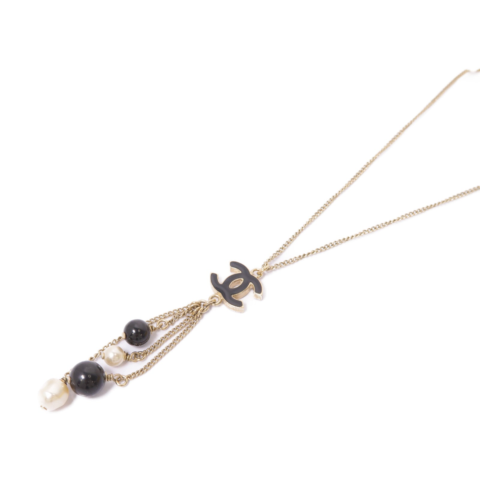 CHANEL PVC/金屬Necklace項鍊黑色/白色/金色