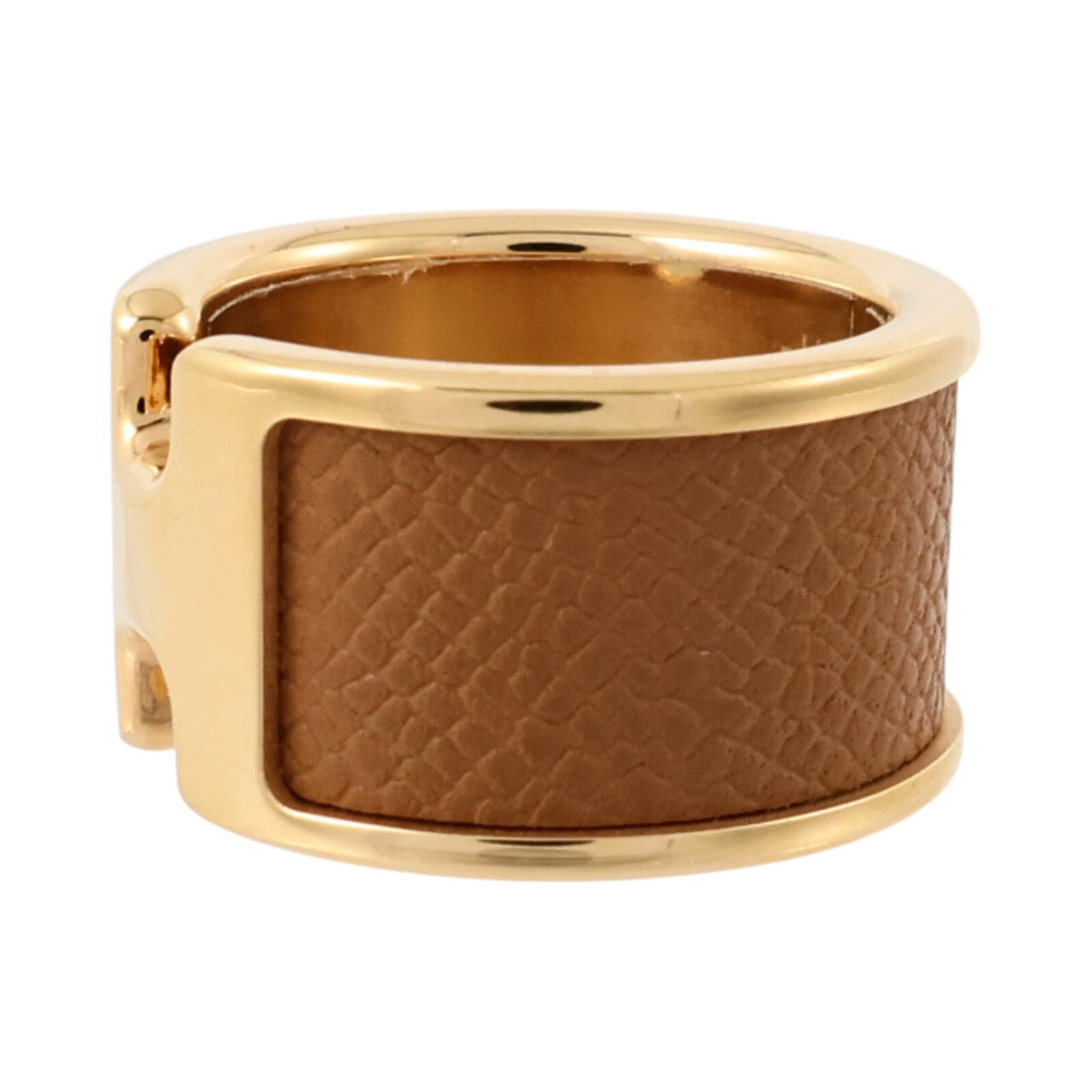 HERMES Madame皮革/金屬Olympe Ring Large Model戒指Gold