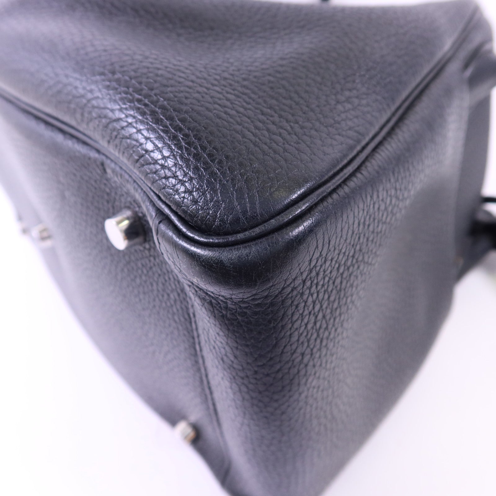 HERMES Clemence皮革Lindy 30銀扣手挽肩背兩用袋Noir