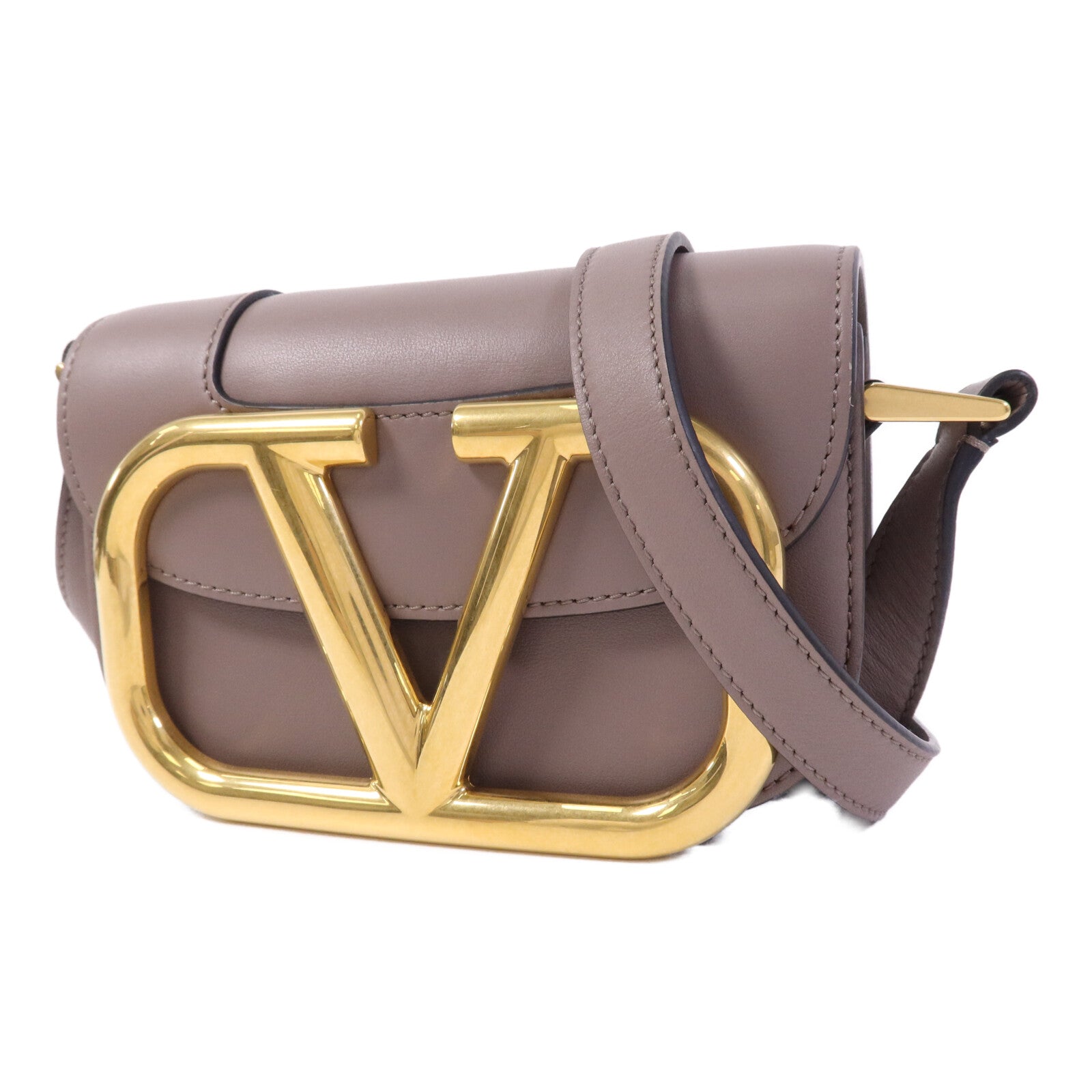 Valentino 牛皮皮革VLogo SuperVee金扣肩背袋