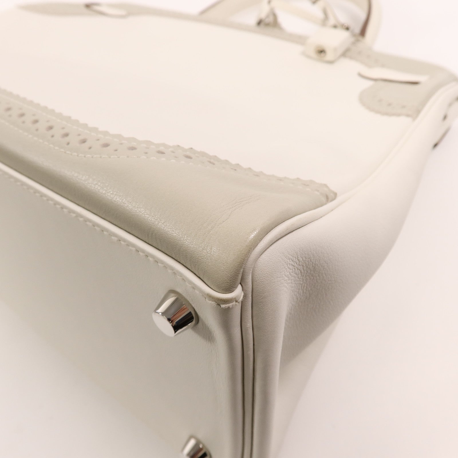HERMES Swift皮革Ghillies Kelly 35手挽肩背兩用袋Blanc/Gris Perle