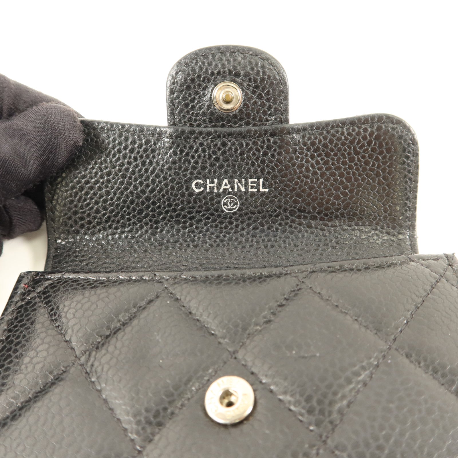 CHANEL 牛皮皮革Card Case銀扣卡片套