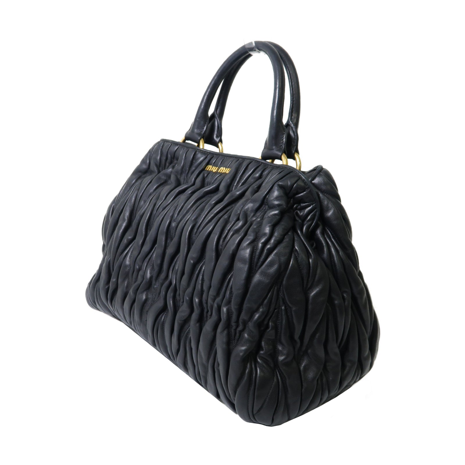 Miu Miu 羊皮皮革2 Way Shoulder金扣手挽肩背兩用袋黑色
