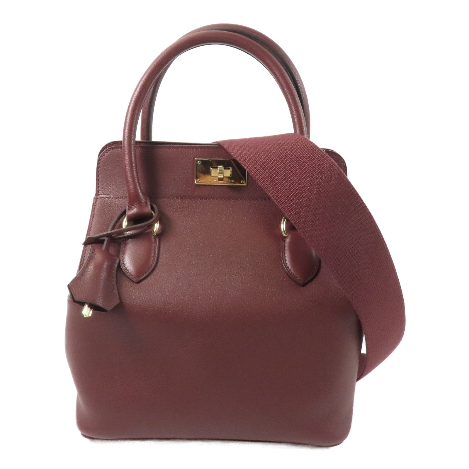 HERMES Evercolor皮革Toolbox 20手挽肩背兩用袋Rouge Sellier