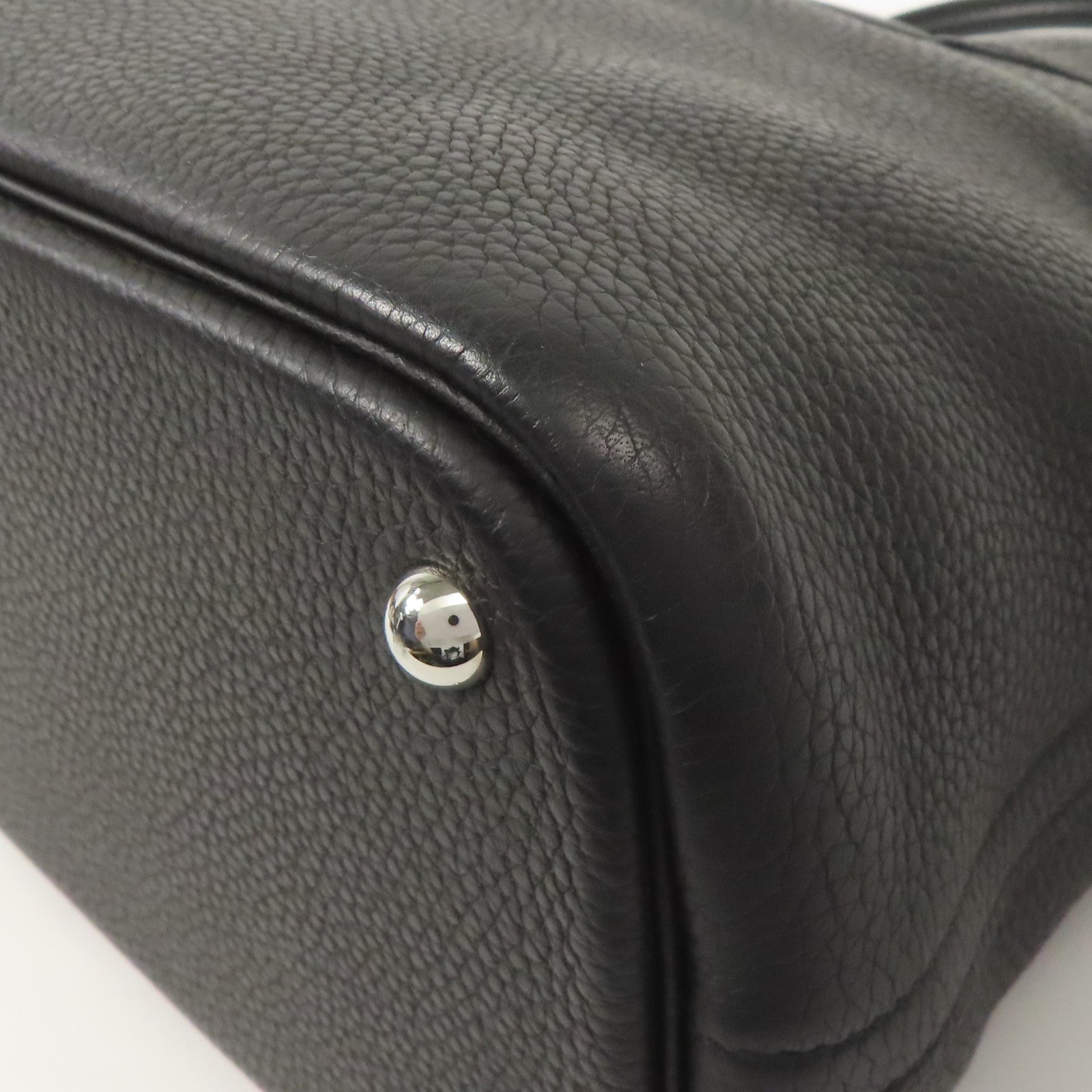 HERMES Clemence皮革Bolide 35銀扣手挽肩背兩用袋Black