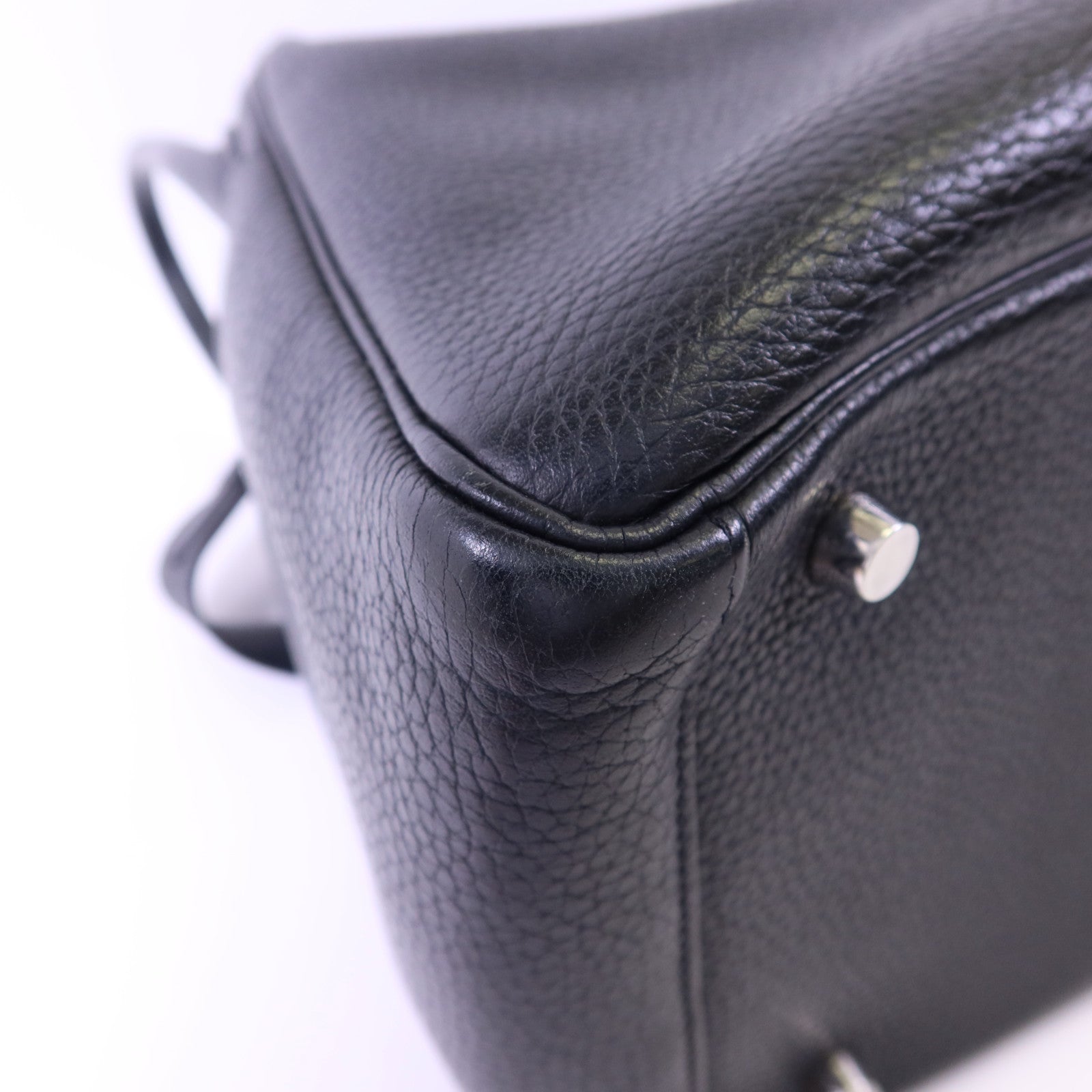 HERMES Clemence皮革Lindy 30銀扣手挽肩背兩用袋Noir