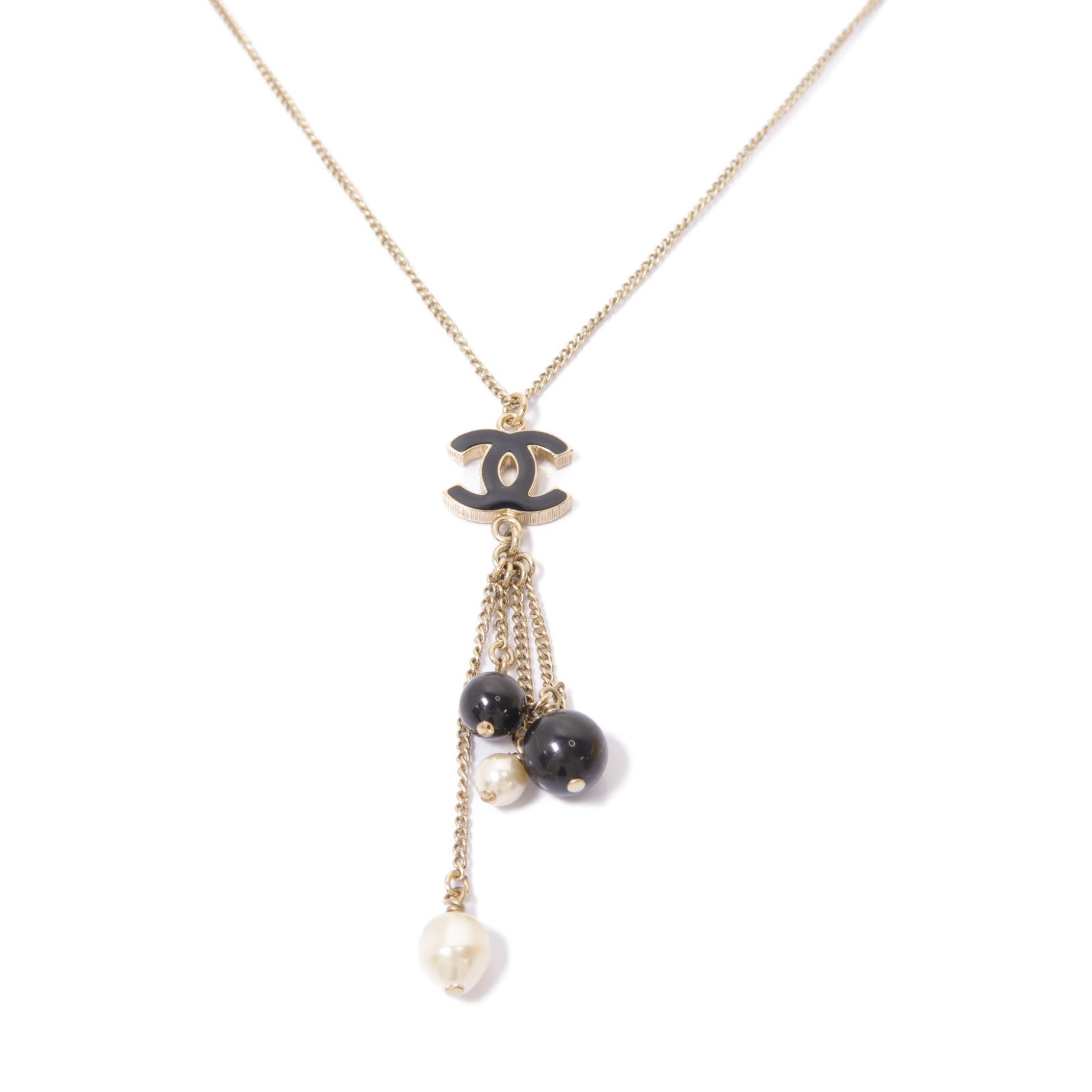 CHANEL PVC/金屬Necklace項鍊黑色/白色/金色