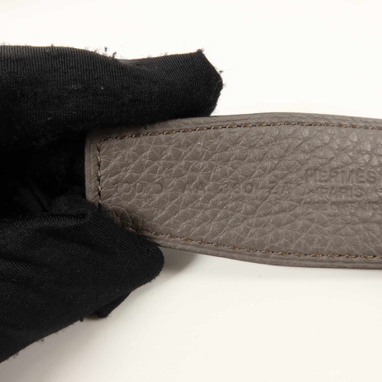 HERMES Togo皮革/Box Calf皮革H Belt 100cm金扣皮帶Noir/Etain