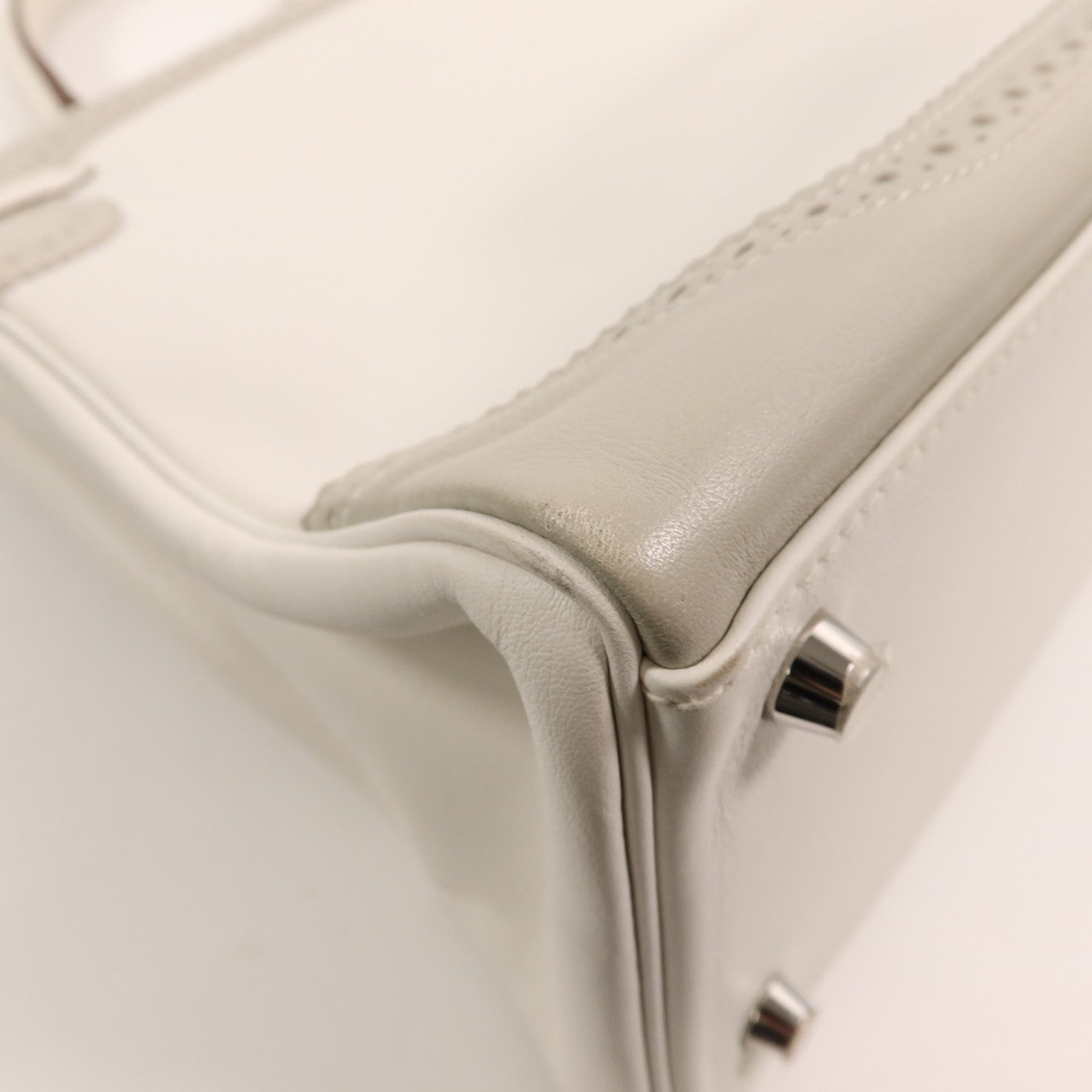 HERMES Swift皮革Ghillies Kelly 35手挽肩背兩用袋Blanc/Gris Perle