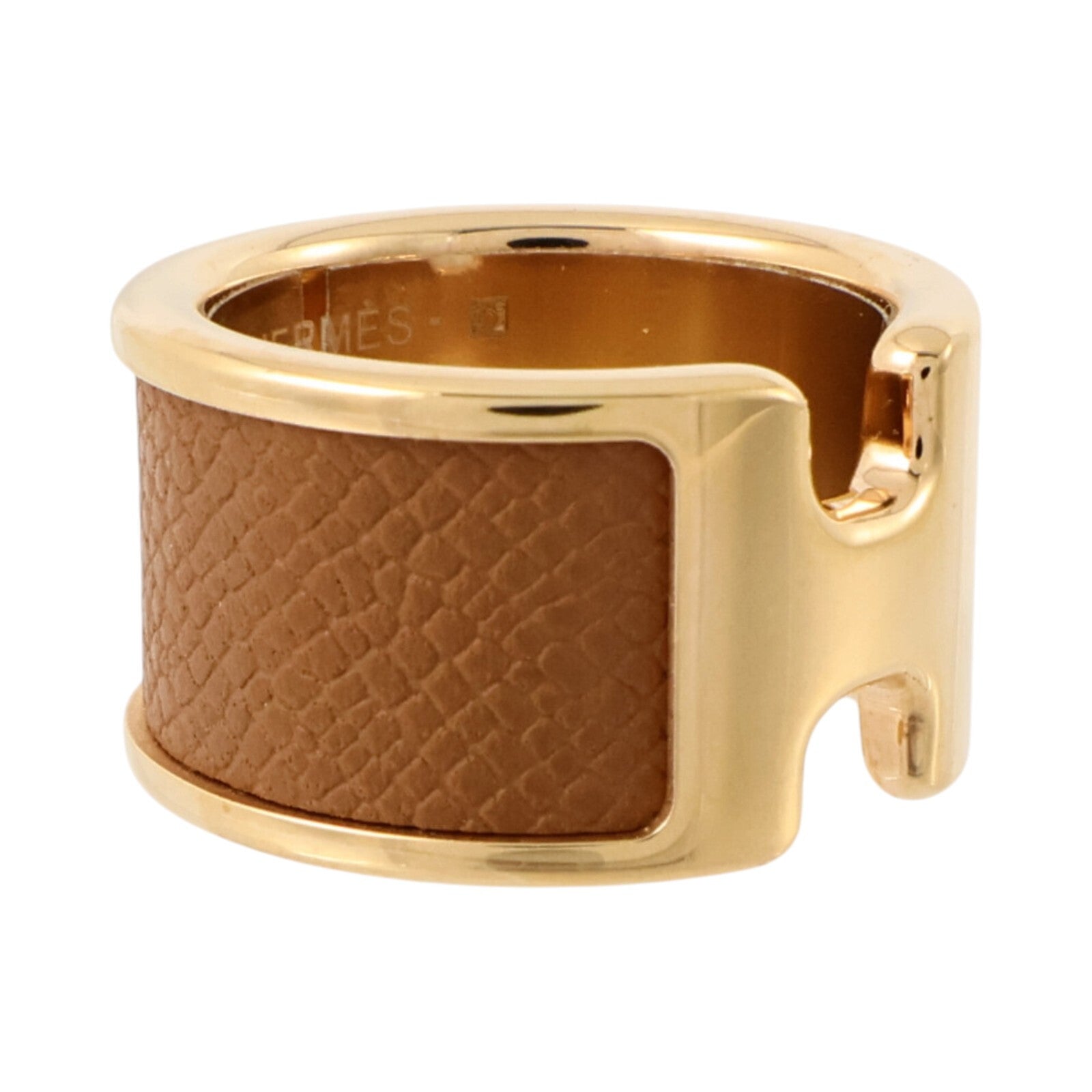 HERMES Madame皮革/金屬Olympe Ring Large Model戒指Gold