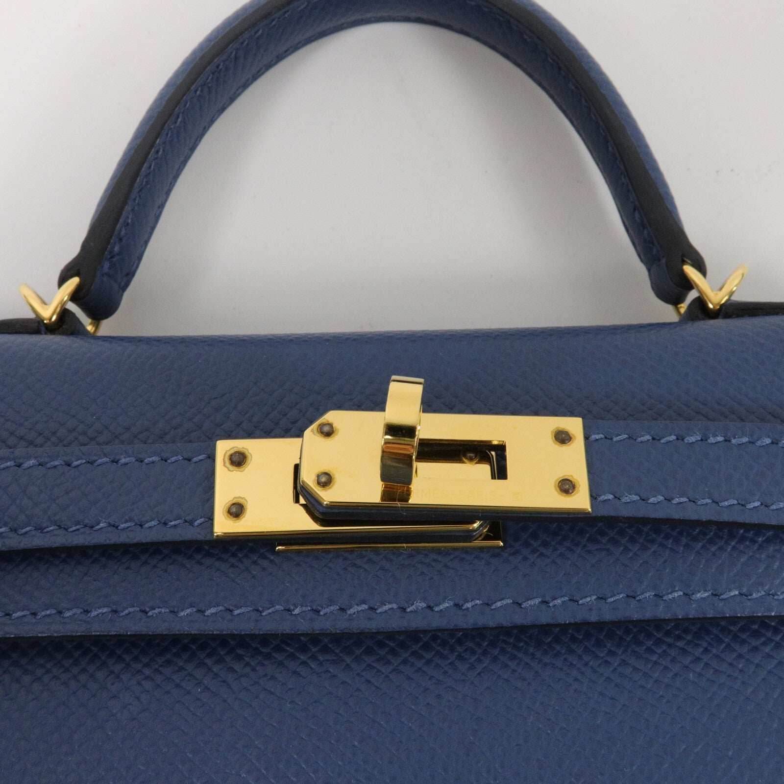 HERMES Epsom皮革Mini Kelly II Touch手挽肩背兩用袋Deep Blue