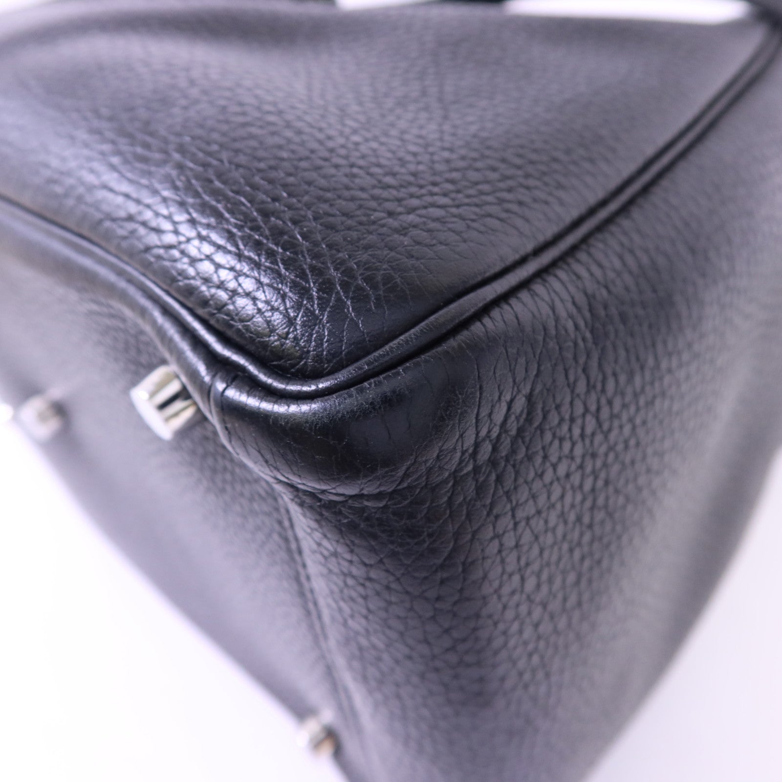 HERMES Clemence皮革Lindy 30銀扣手挽肩背兩用袋Noir