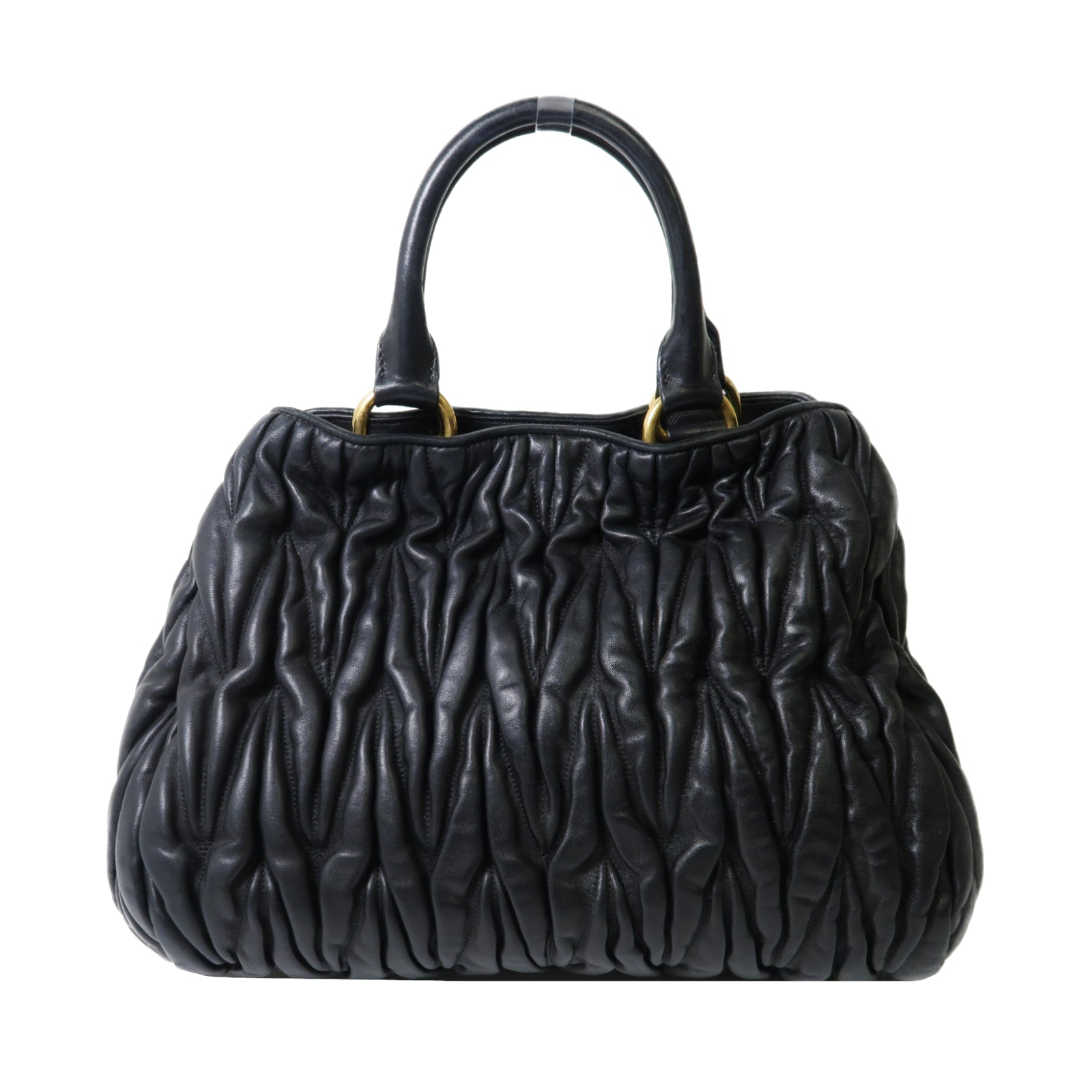 Miu Miu 羊皮皮革2 Way Shoulder金扣手挽肩背兩用袋黑色