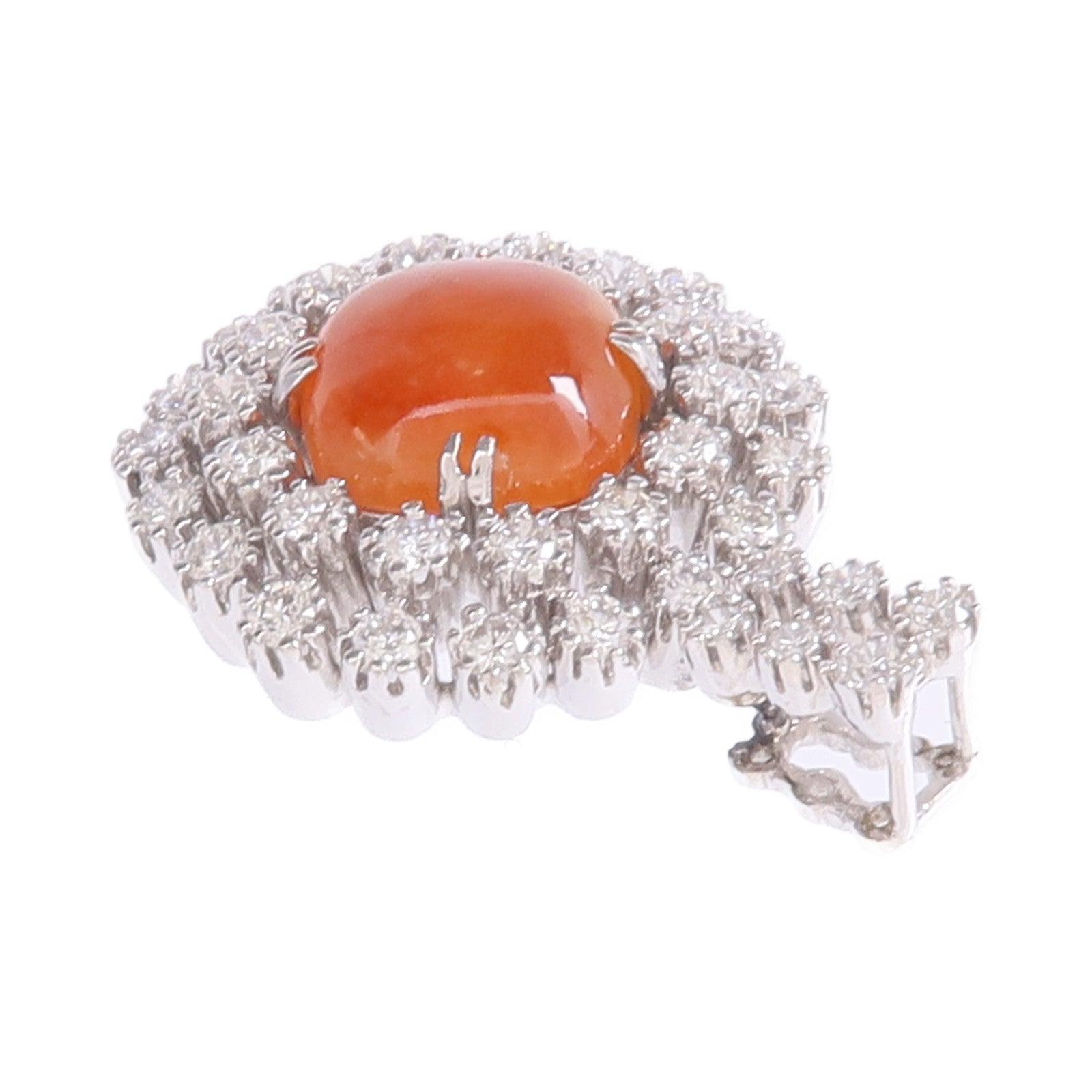 JEWELRY 18K白金Opal Diamond Pendant Top蛋白石/鑽石吊墜